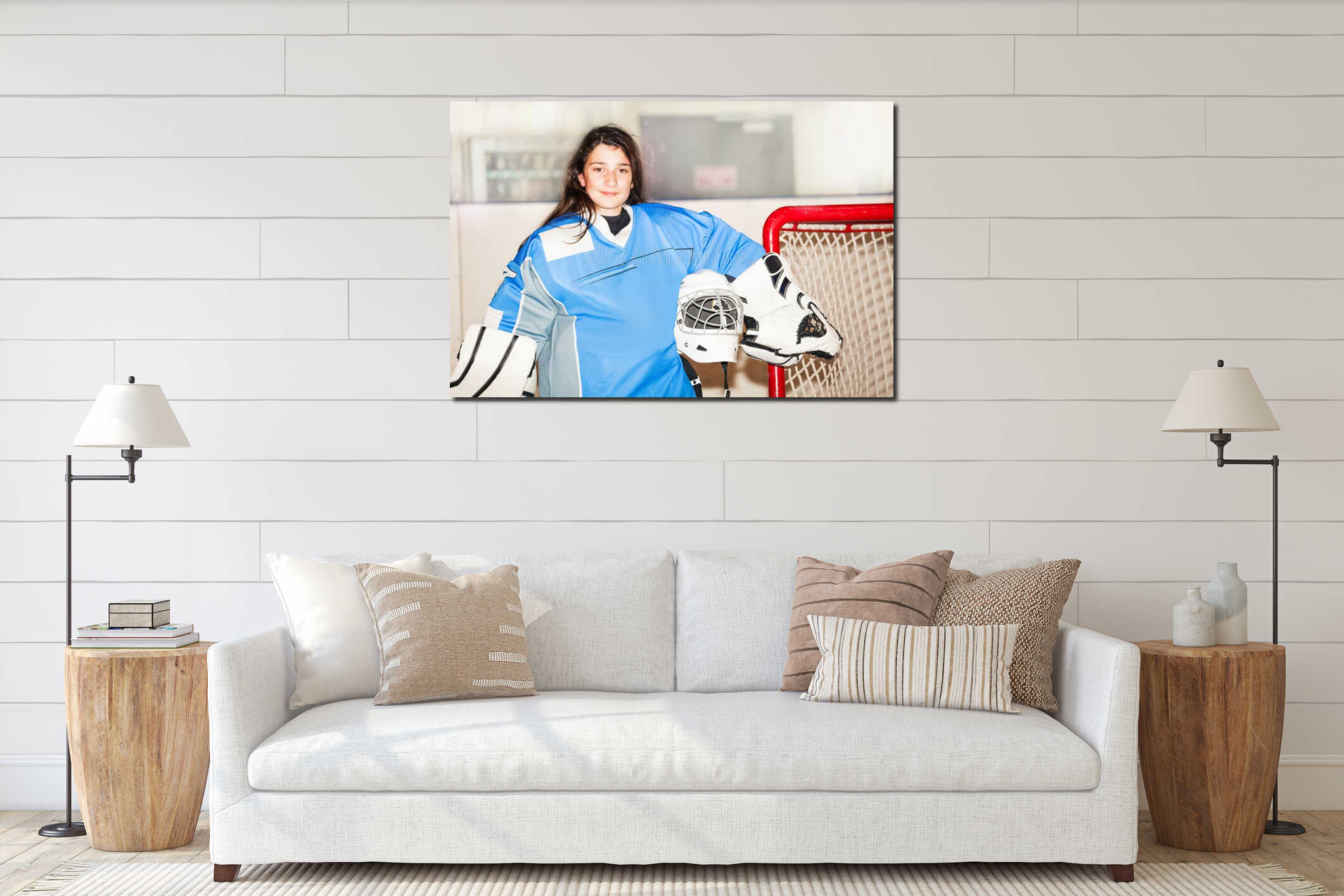 Canvas hanging interior mockup