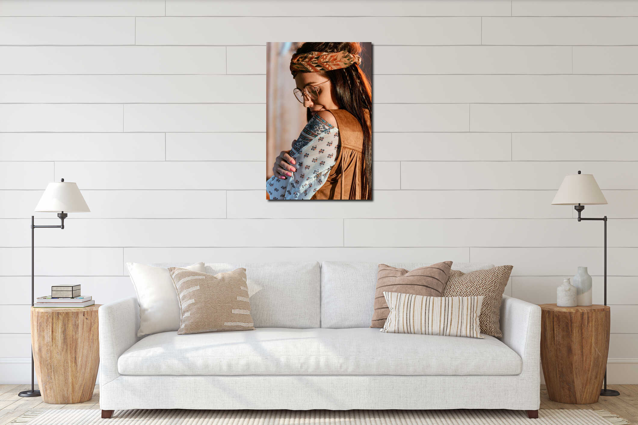 Canvas hanging interior mockup