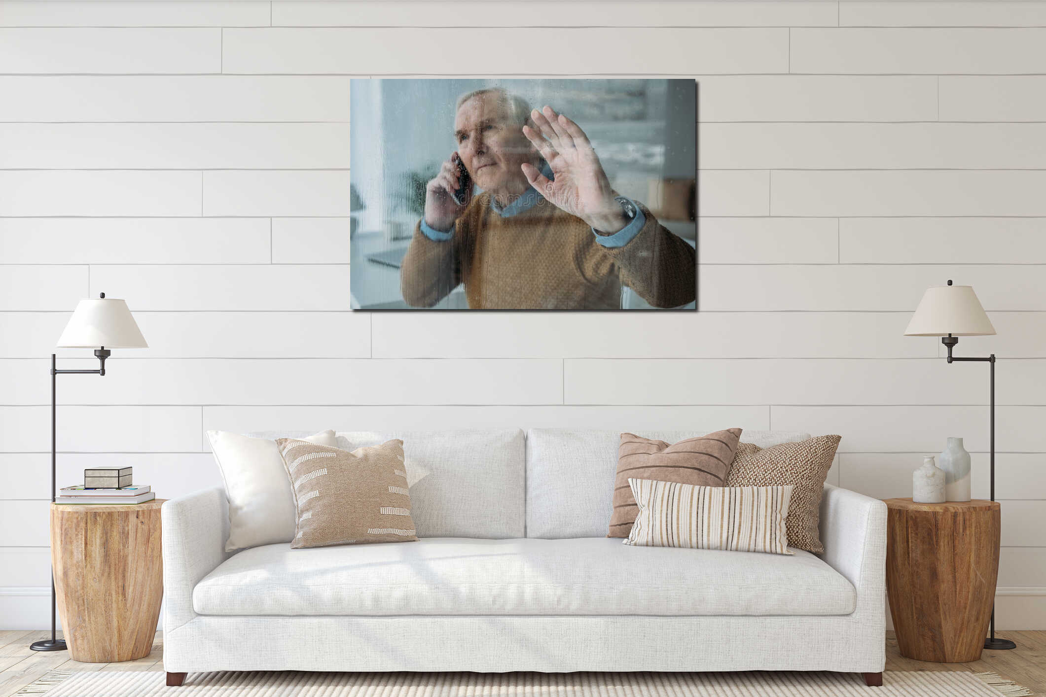 Canvas hanging interior mockup