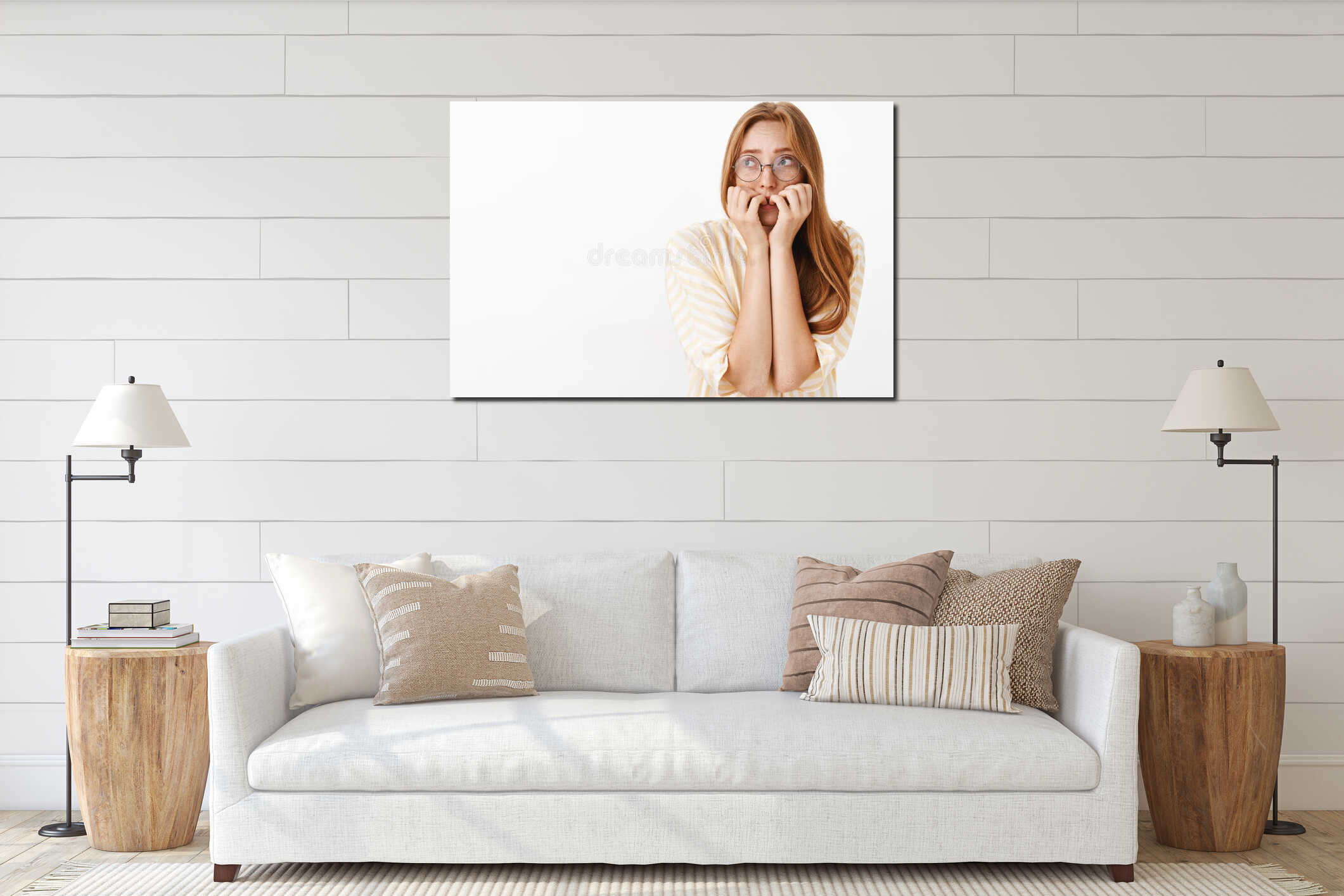 Canvas hanging interior mockup