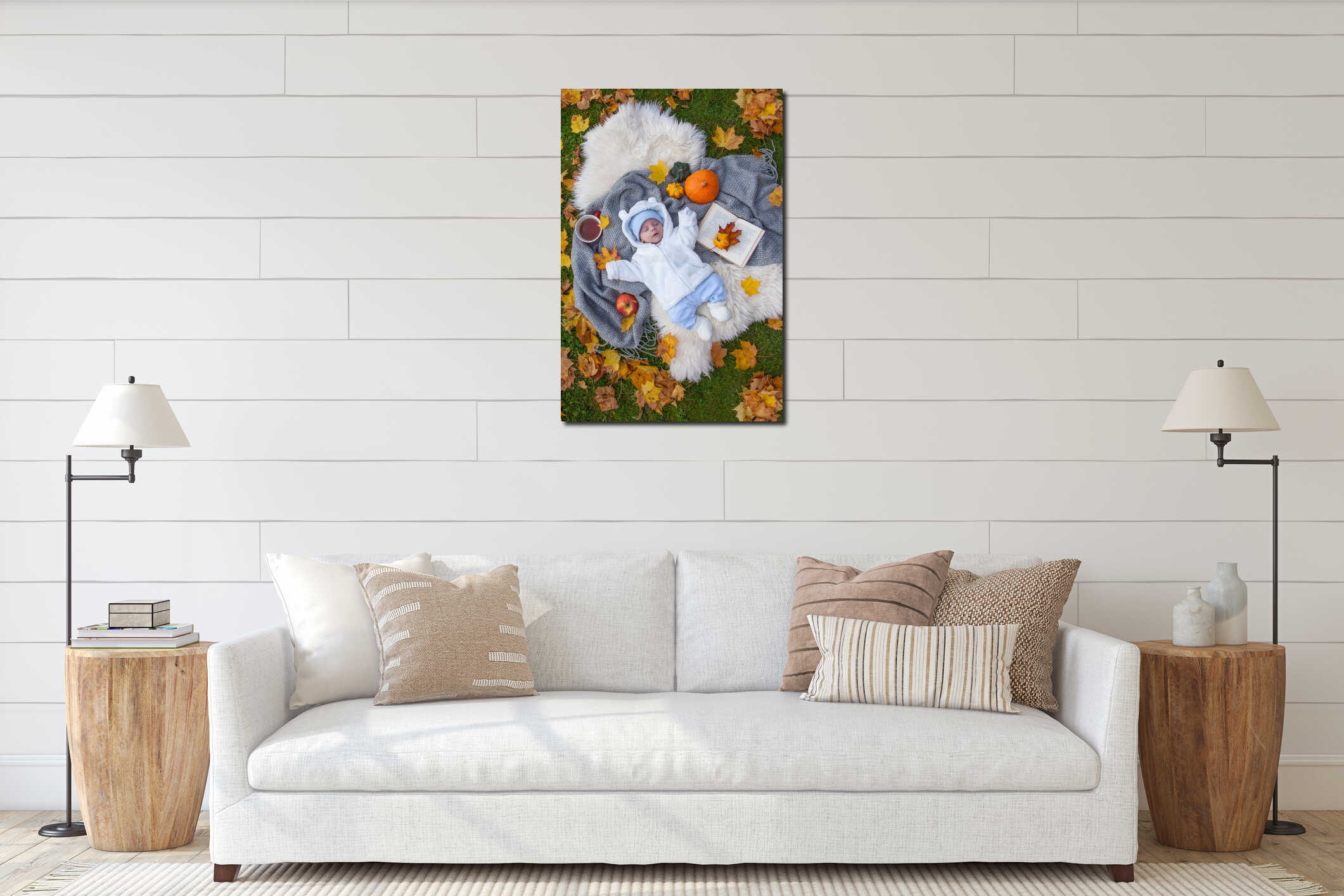 Canvas hanging interior mockup