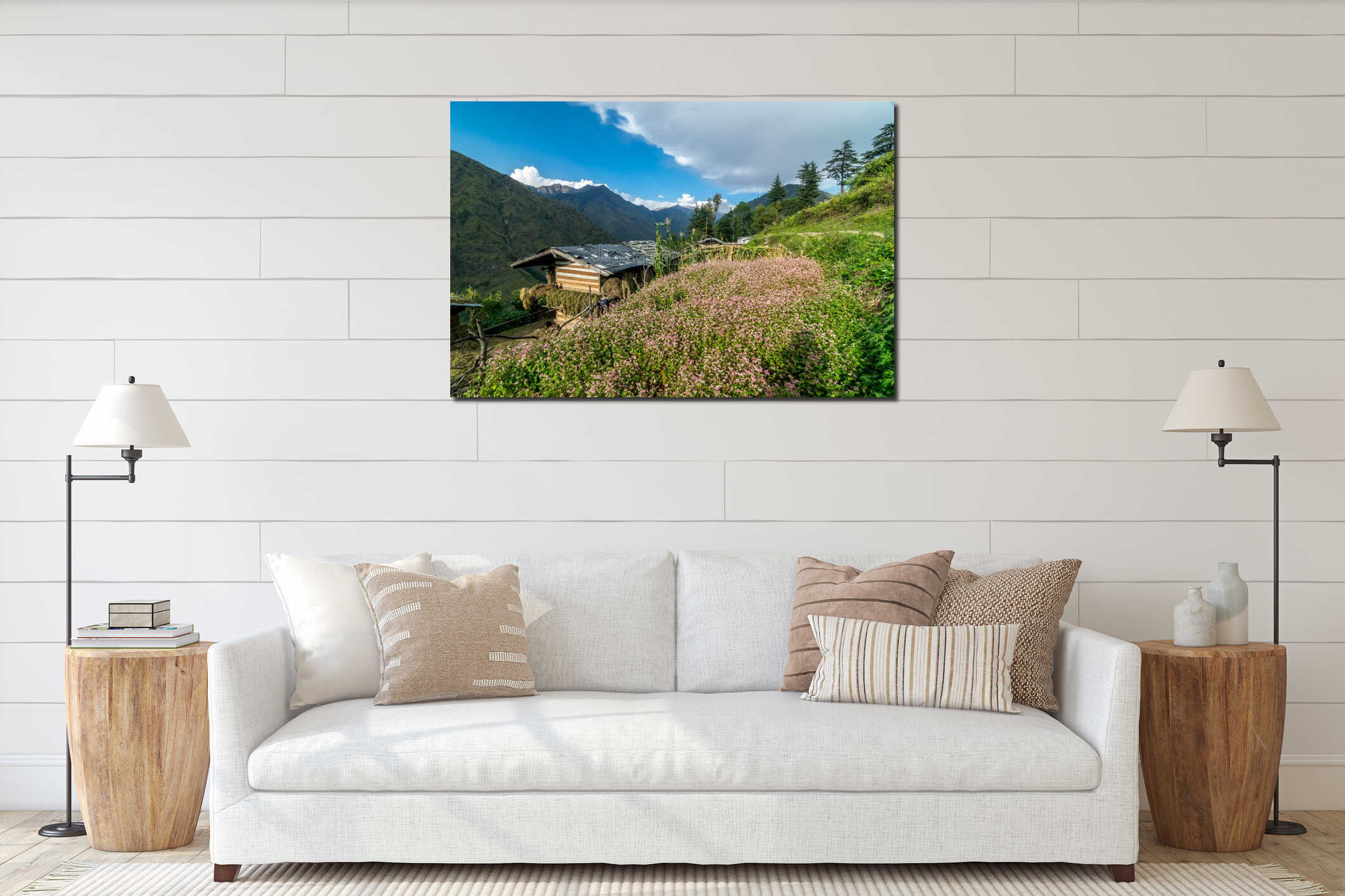 Canvas hanging interior mockup