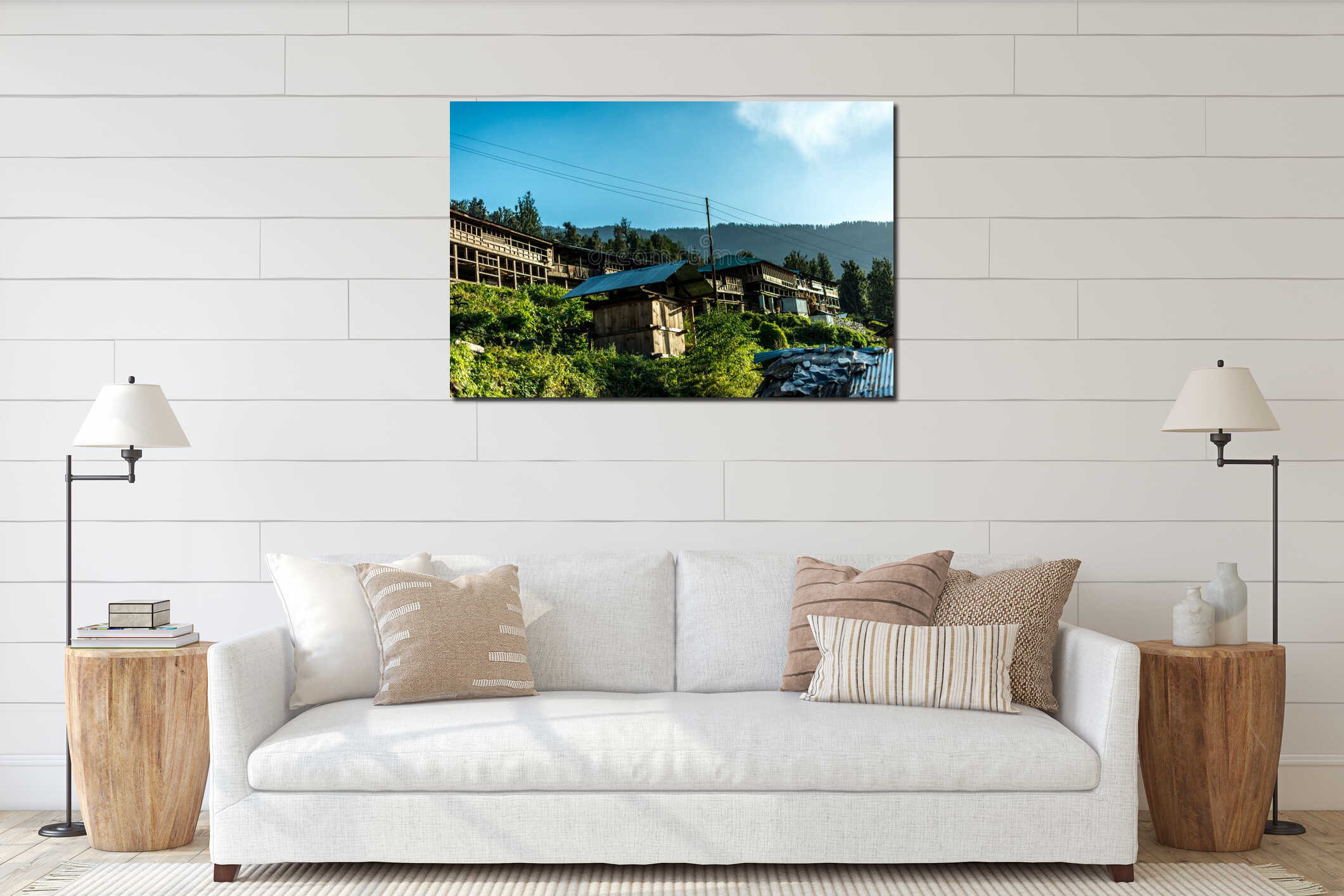 Canvas hanging interior mockup