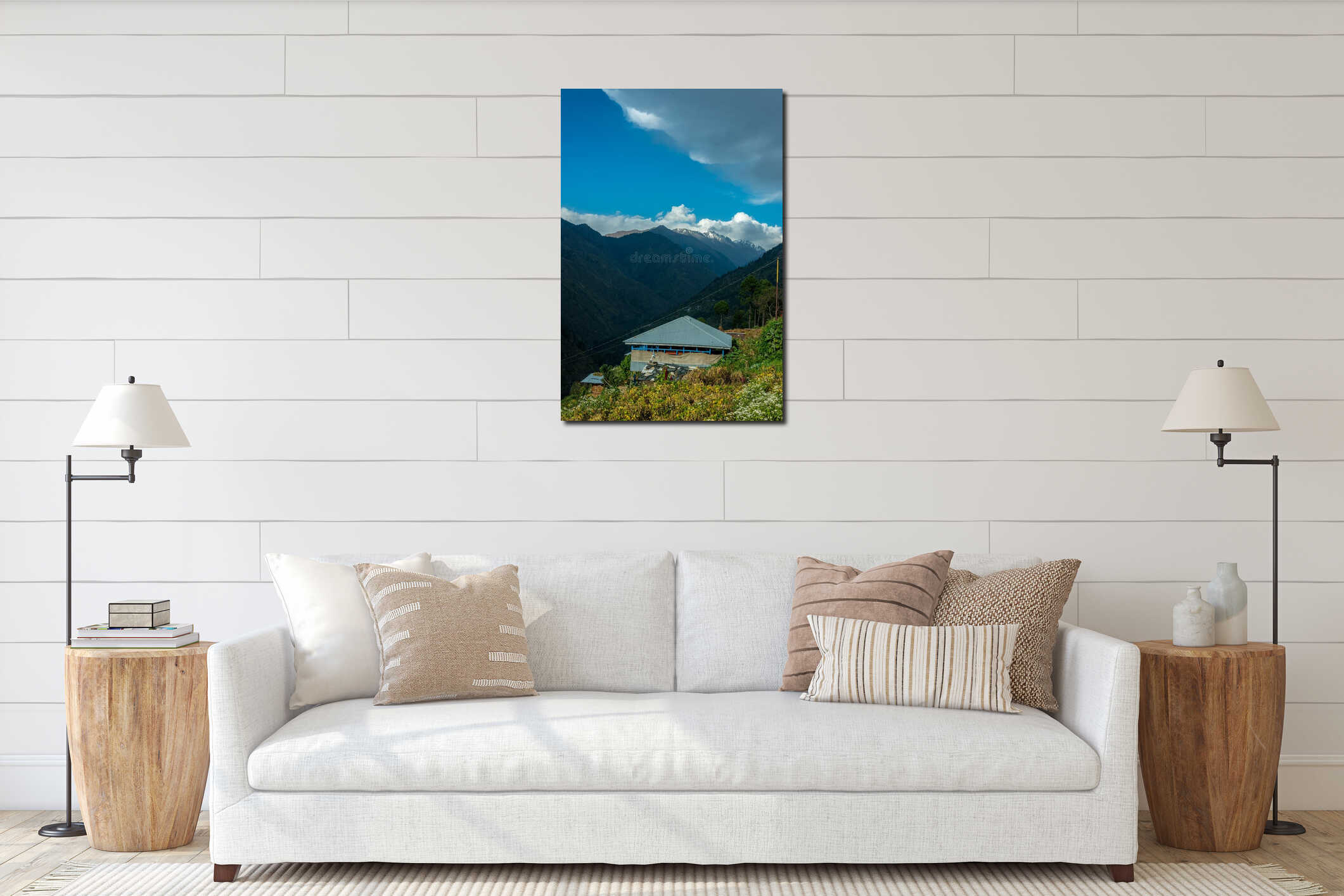 Canvas hanging interior mockup