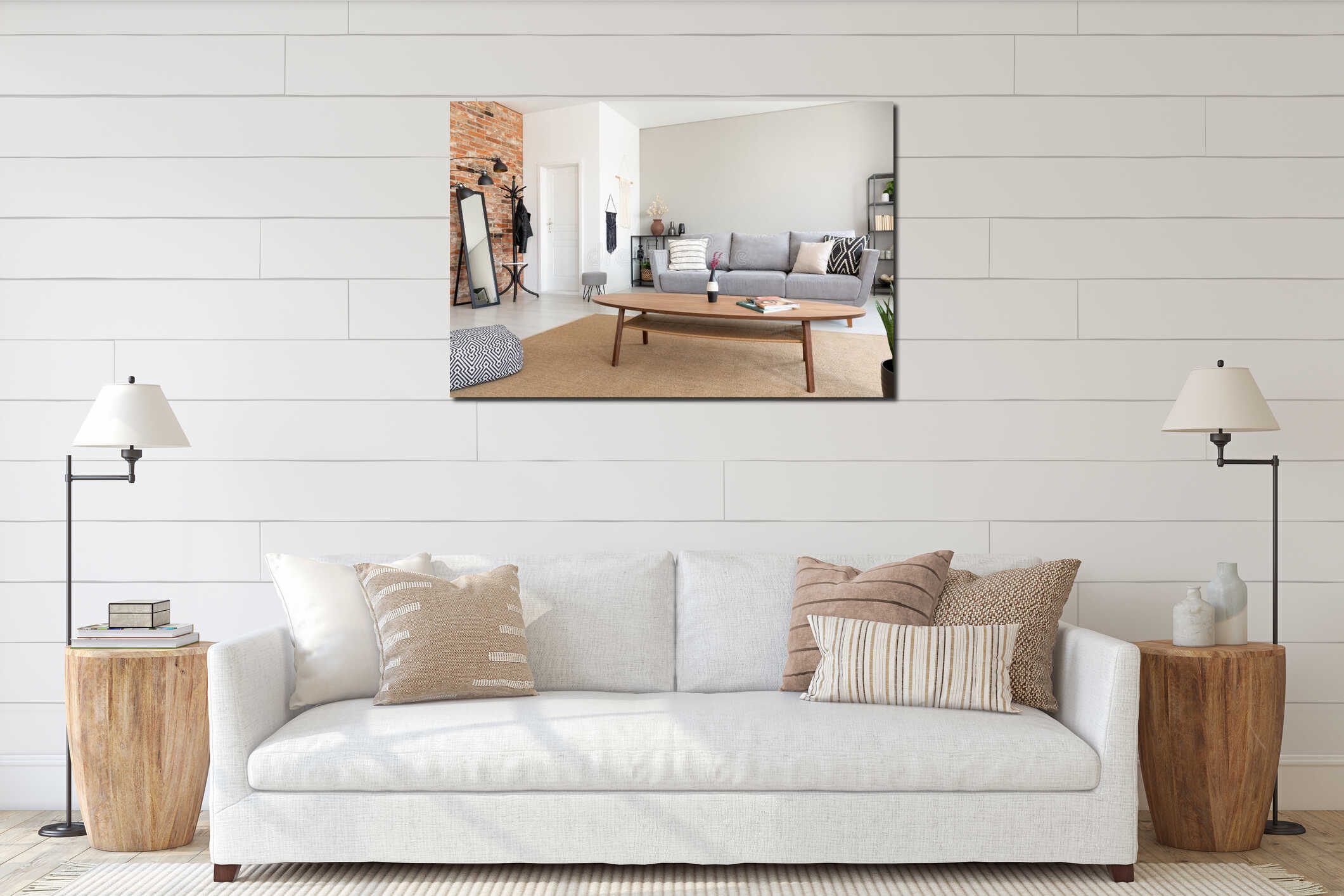 Canvas hanging interior mockup