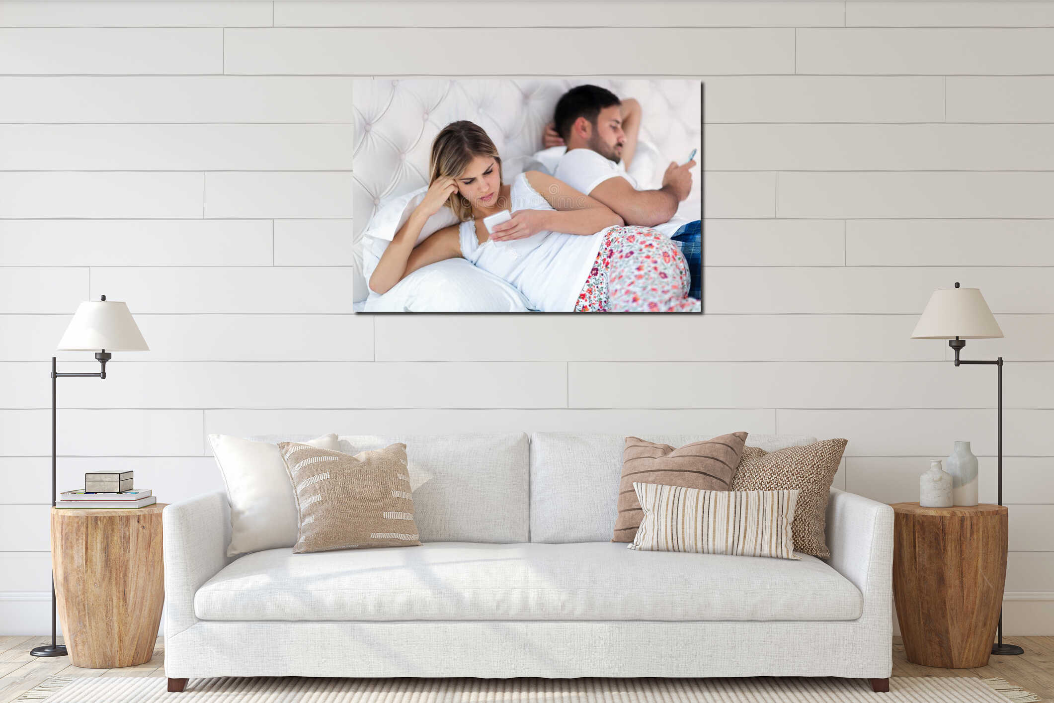 Canvas hanging interior mockup