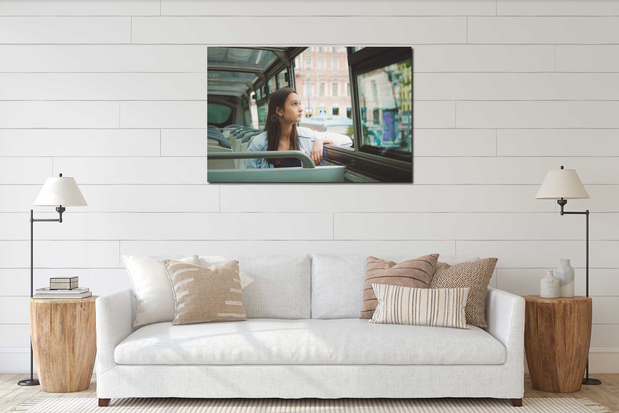 Canvas hanging interior mockup