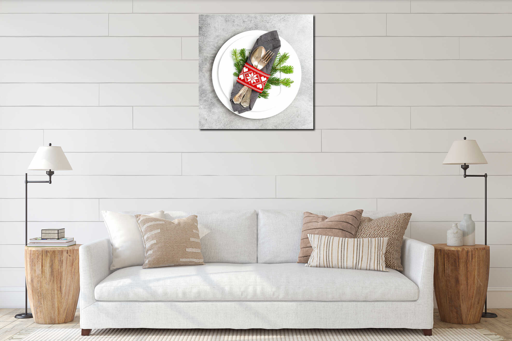 Canvas hanging interior mockup