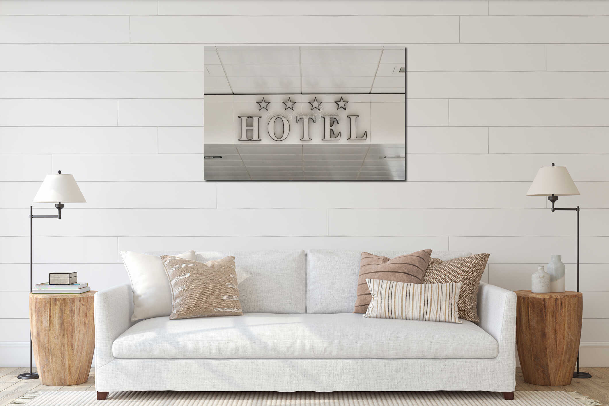 Canvas hanging interior mockup