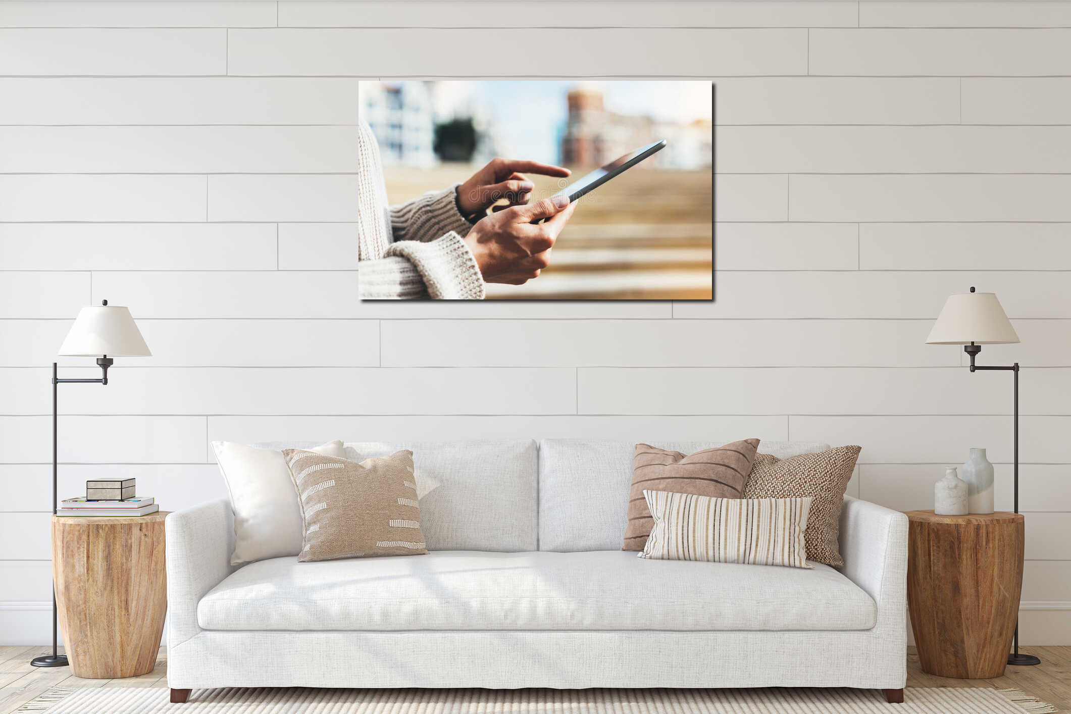 Canvas hanging interior mockup
