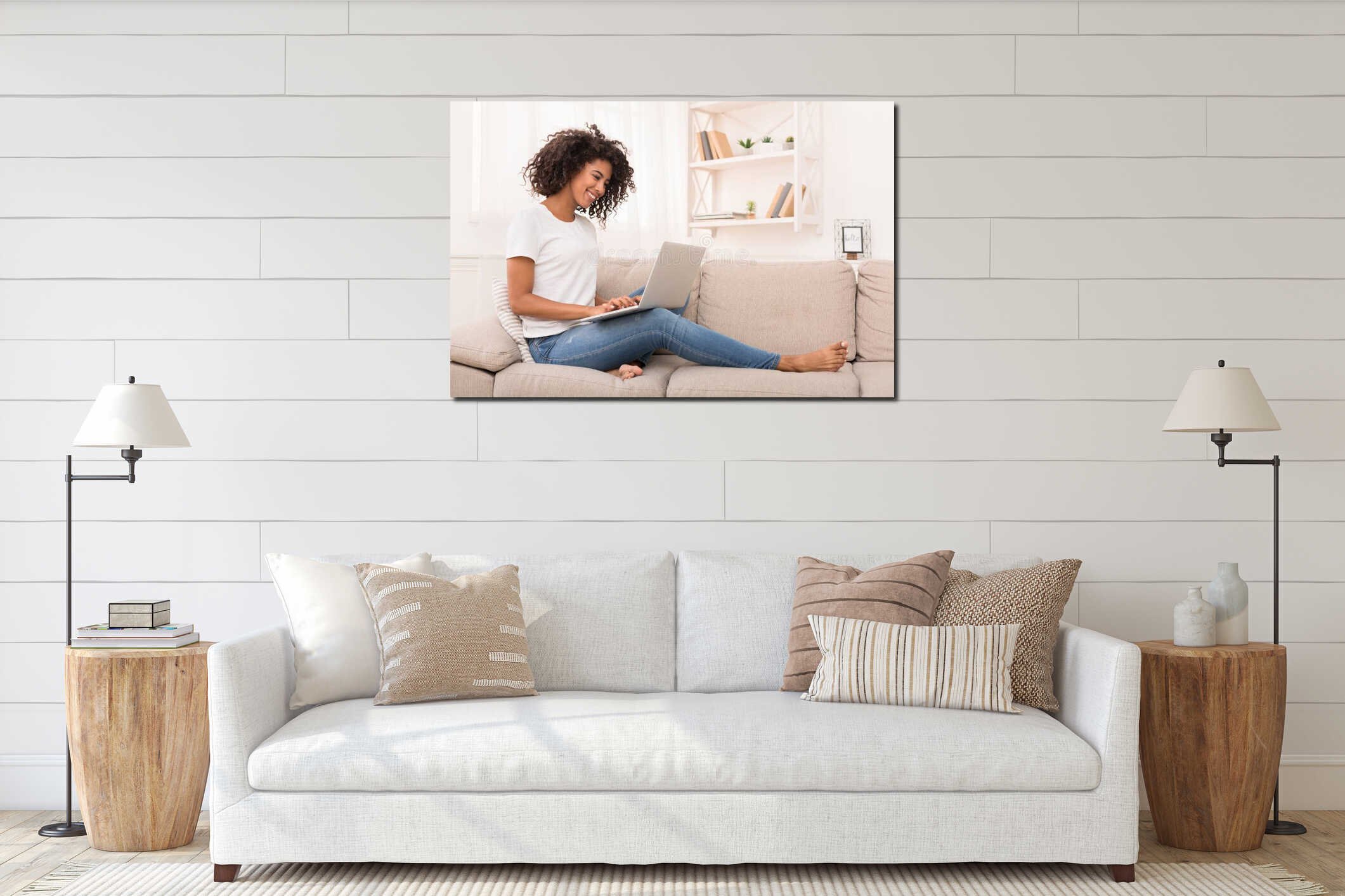 Canvas hanging interior mockup
