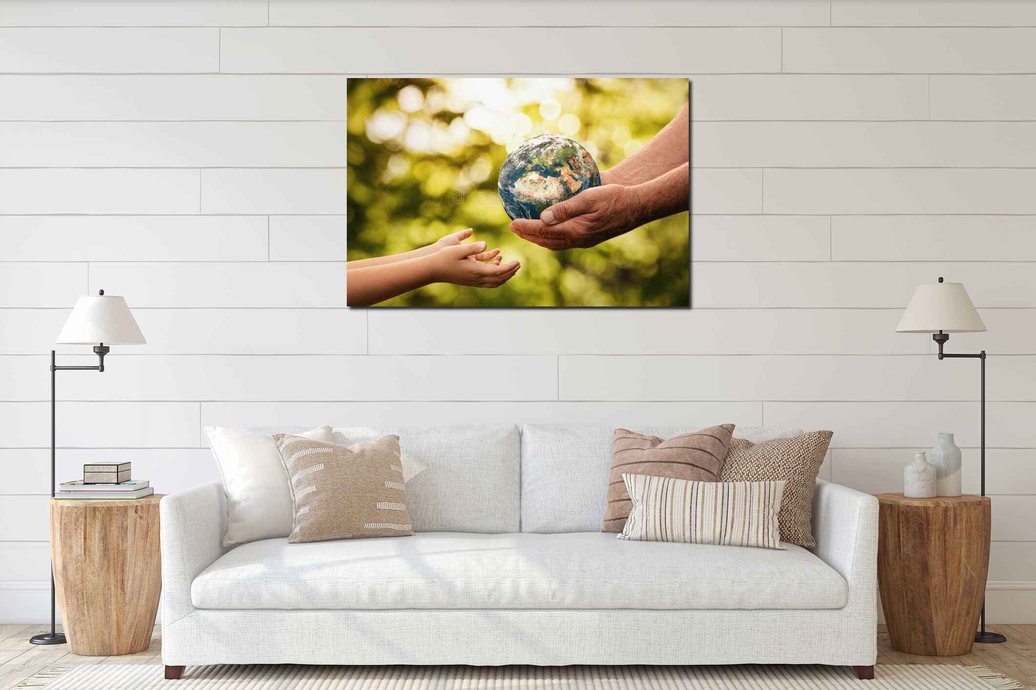Canvas hanging interior mockup