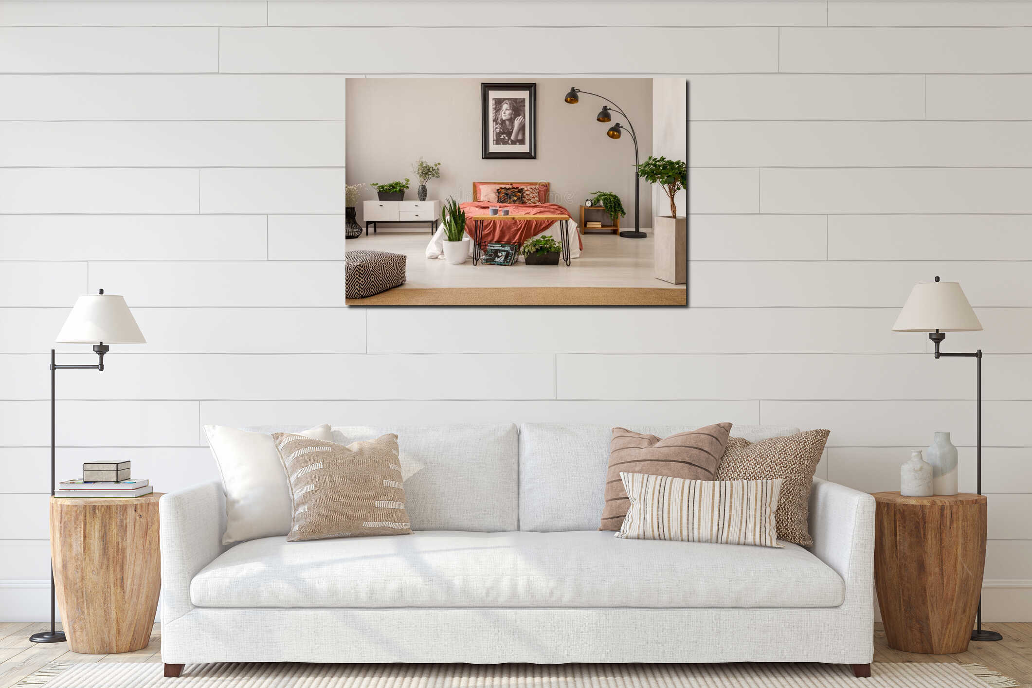 Canvas hanging interior mockup