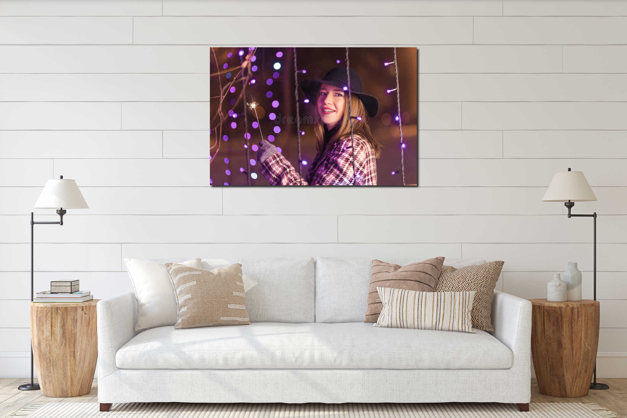Canvas hanging interior mockup