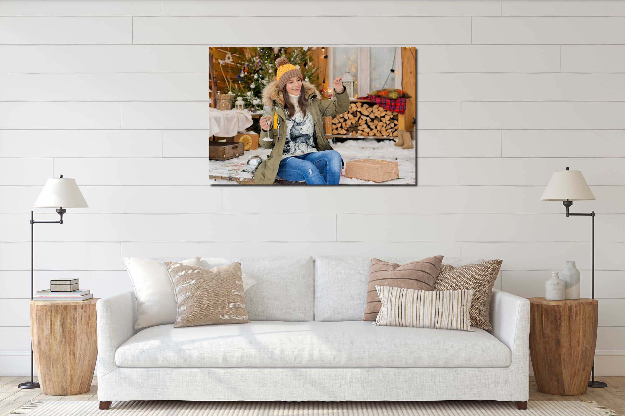 Canvas hanging interior mockup