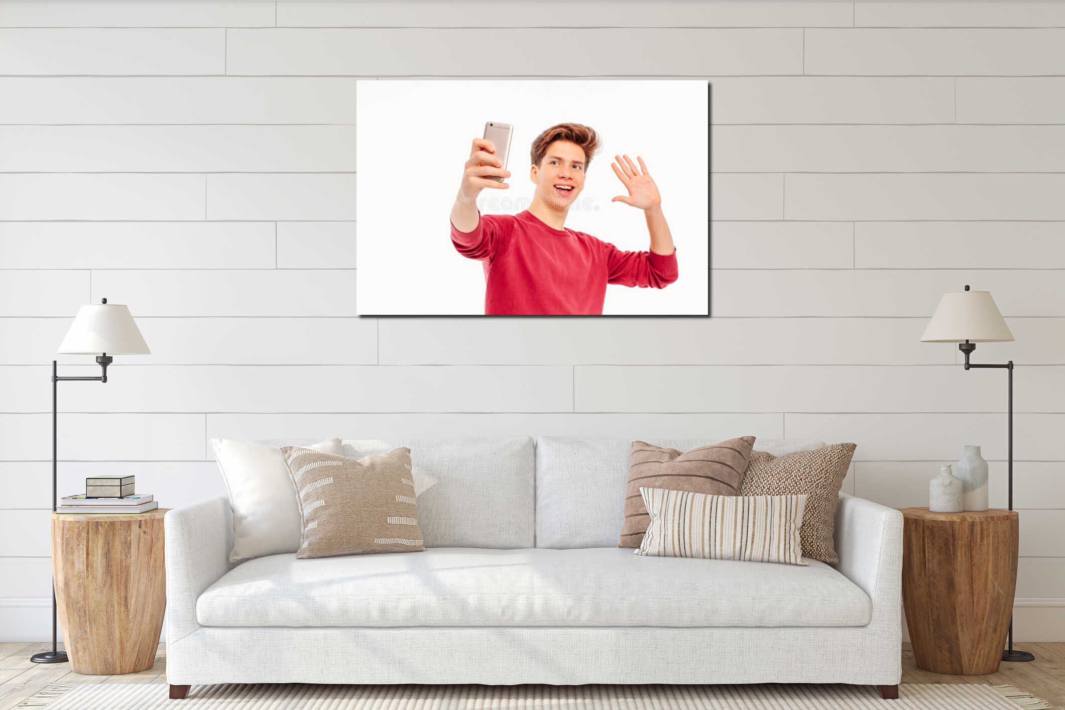 Canvas hanging interior mockup
