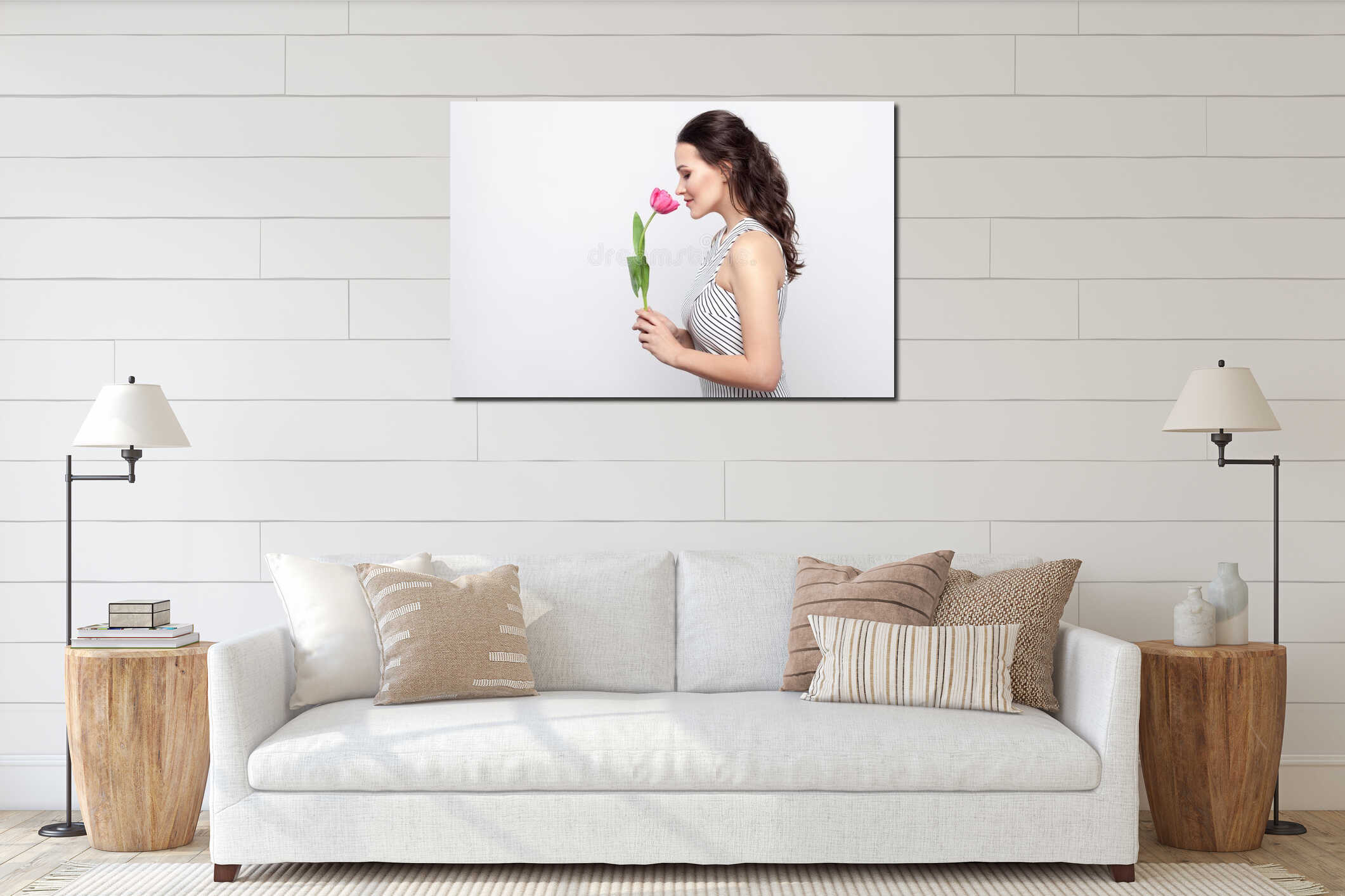Canvas hanging interior mockup