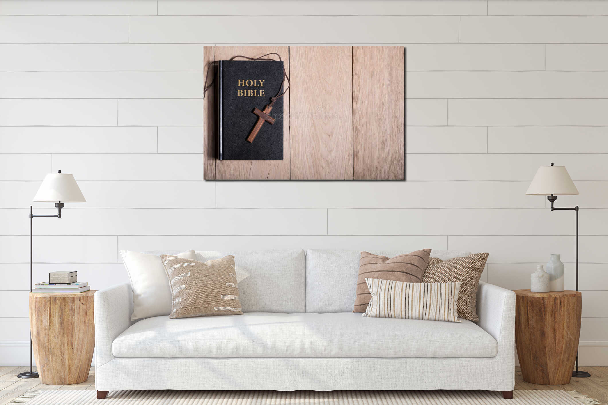 Canvas hanging interior mockup
