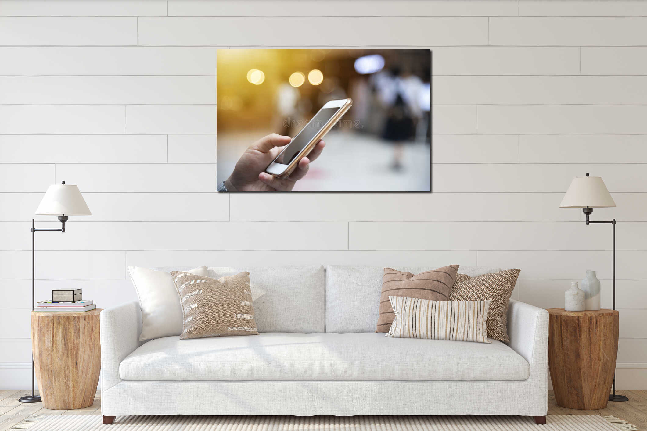 Canvas hanging interior mockup