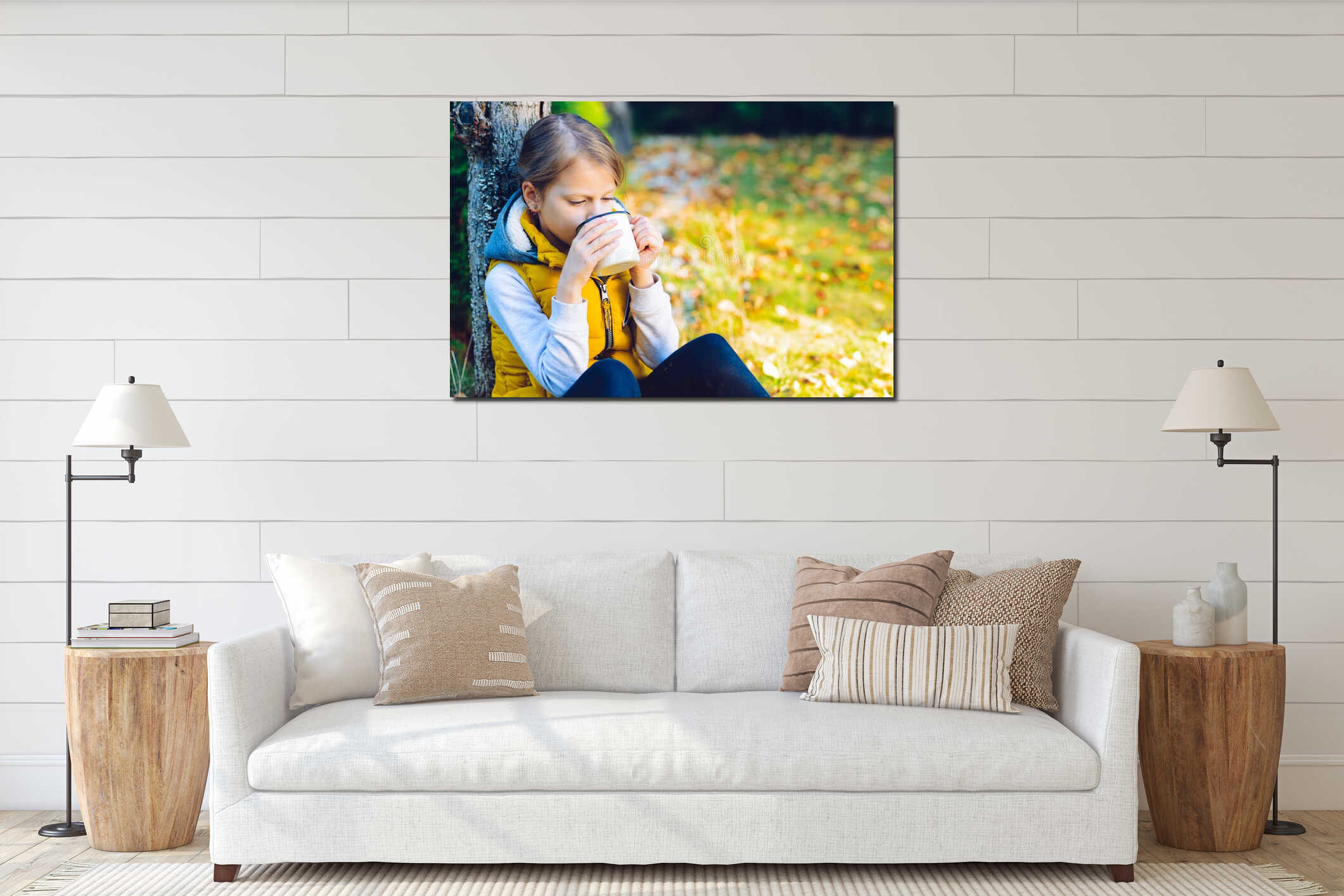 Canvas hanging interior mockup