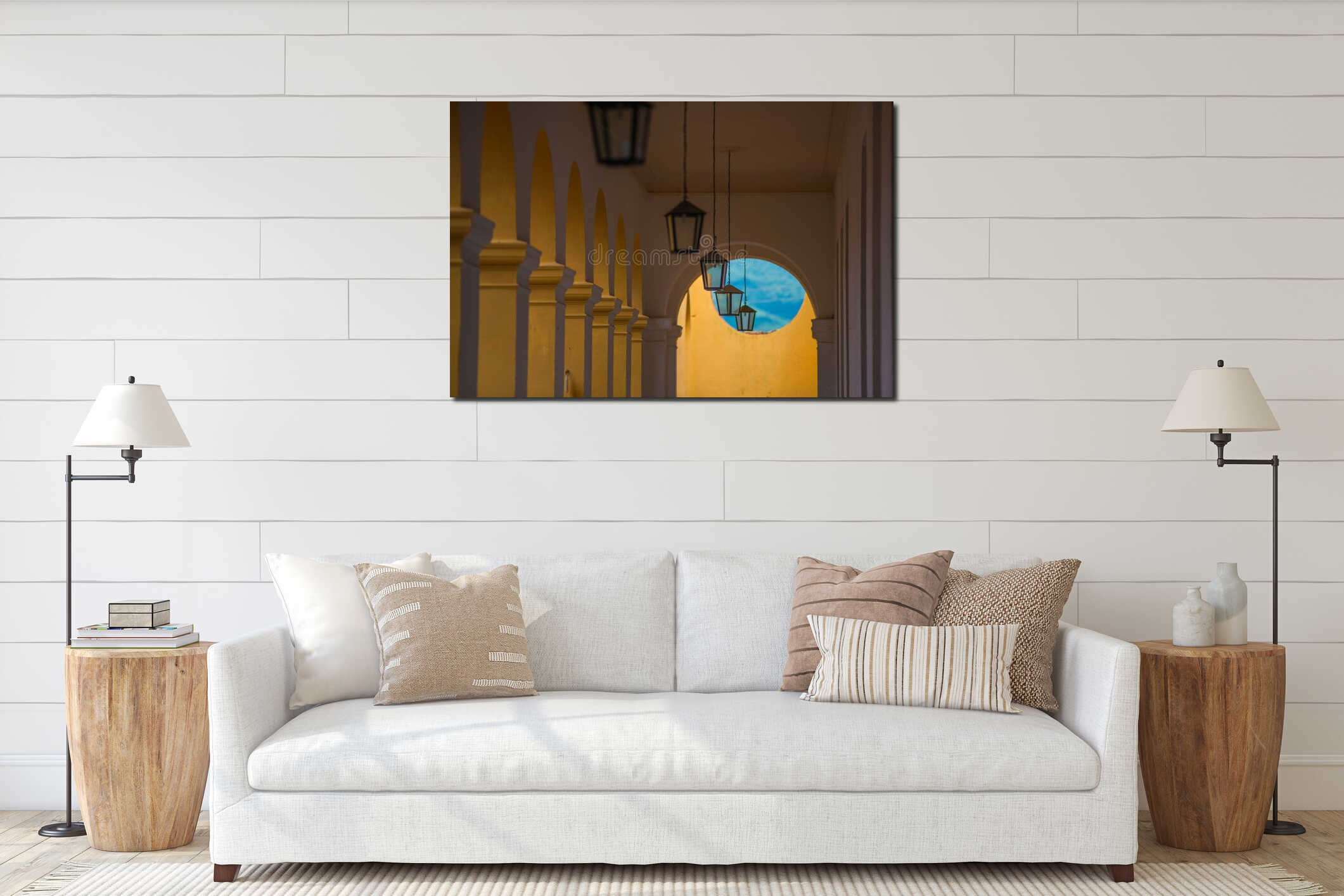 Canvas hanging interior mockup