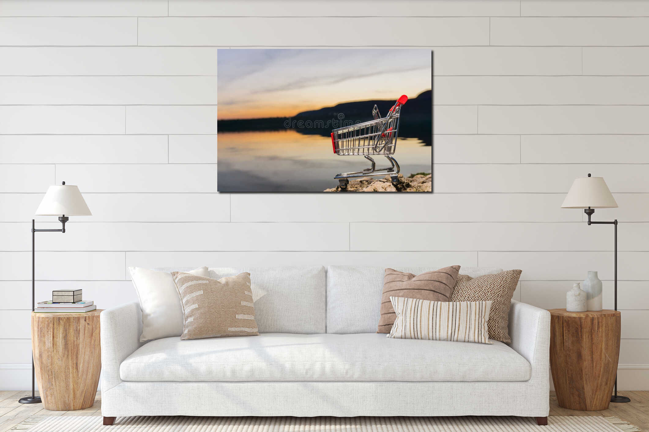 Canvas hanging interior mockup
