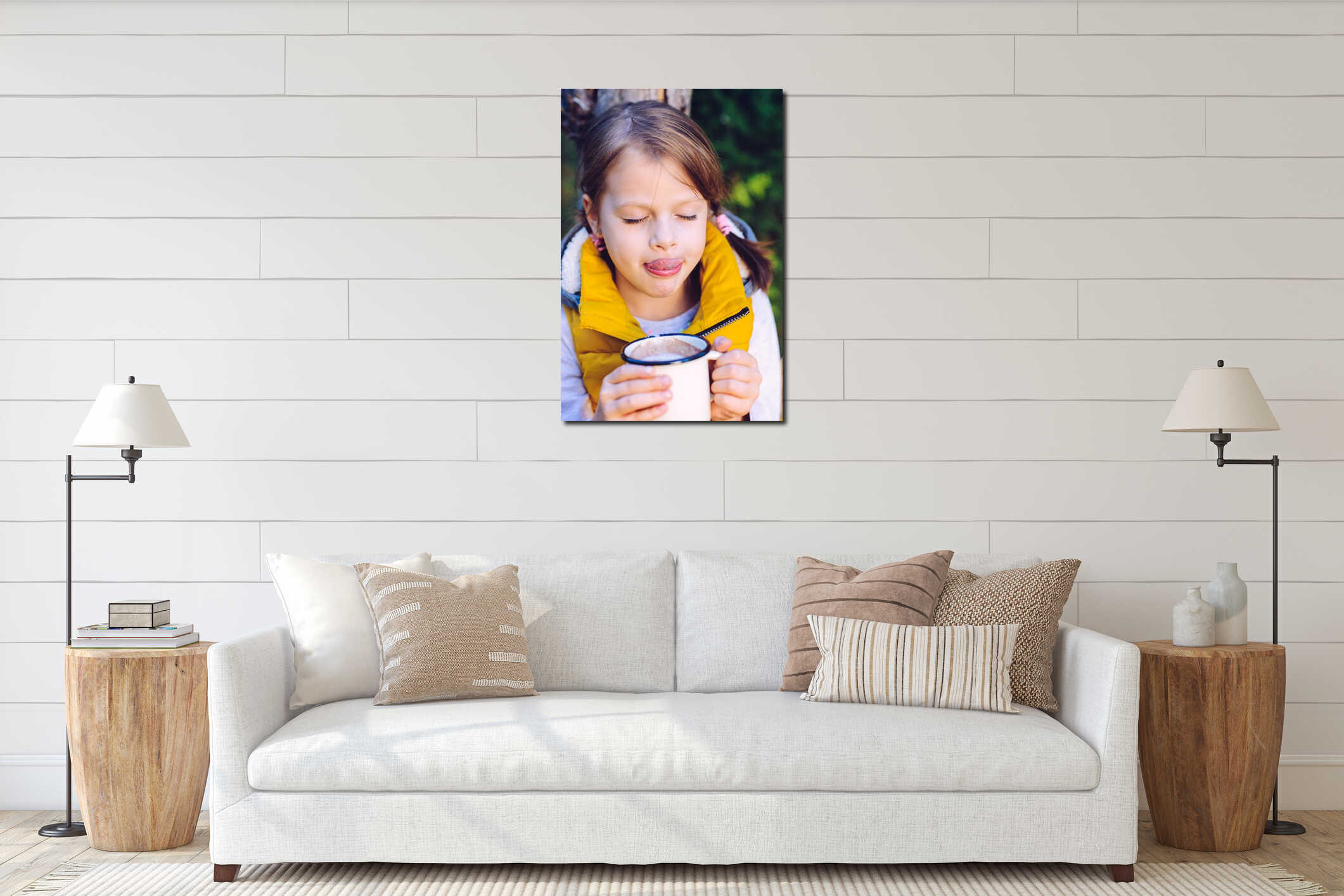 Canvas hanging interior mockup