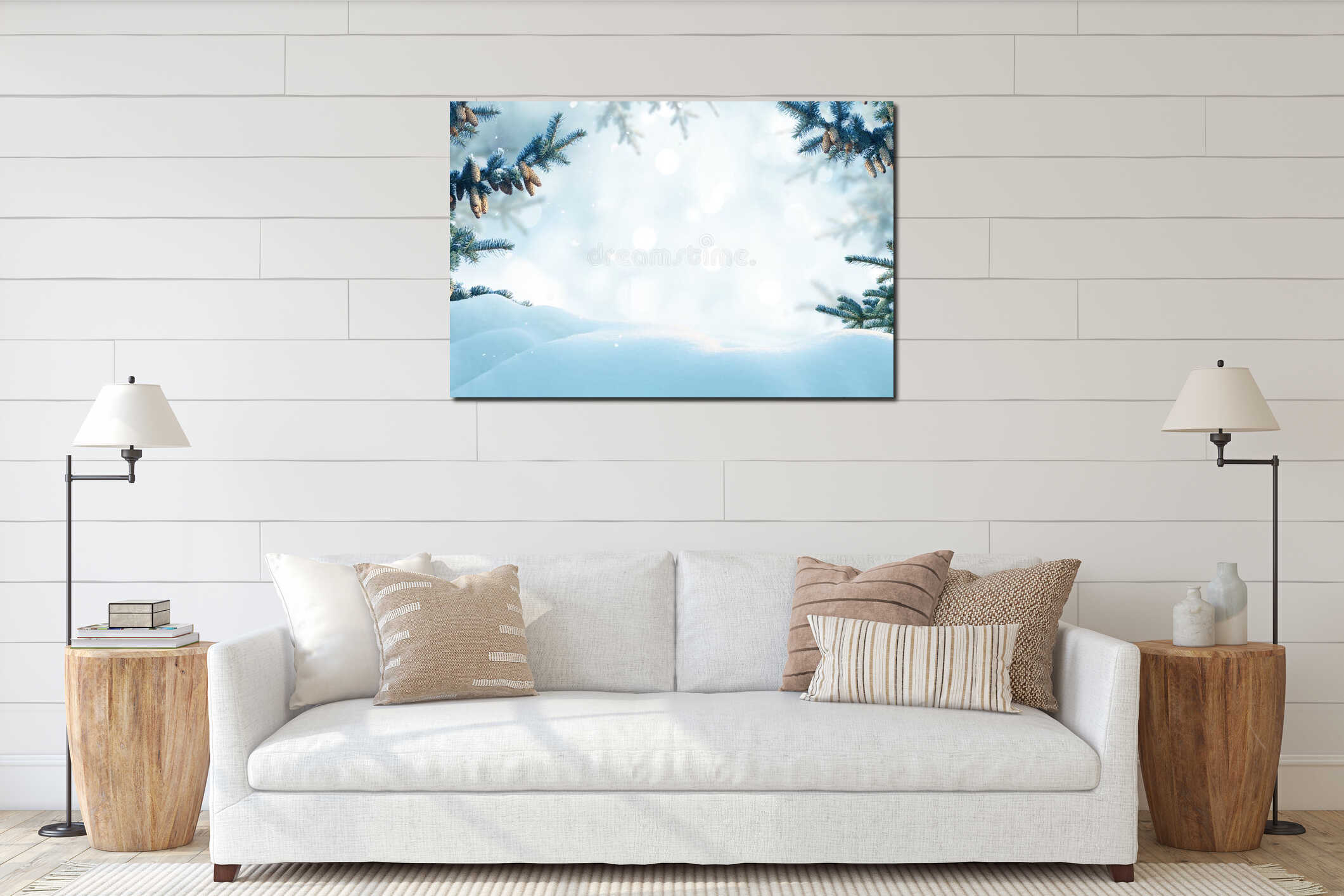 Canvas hanging interior mockup