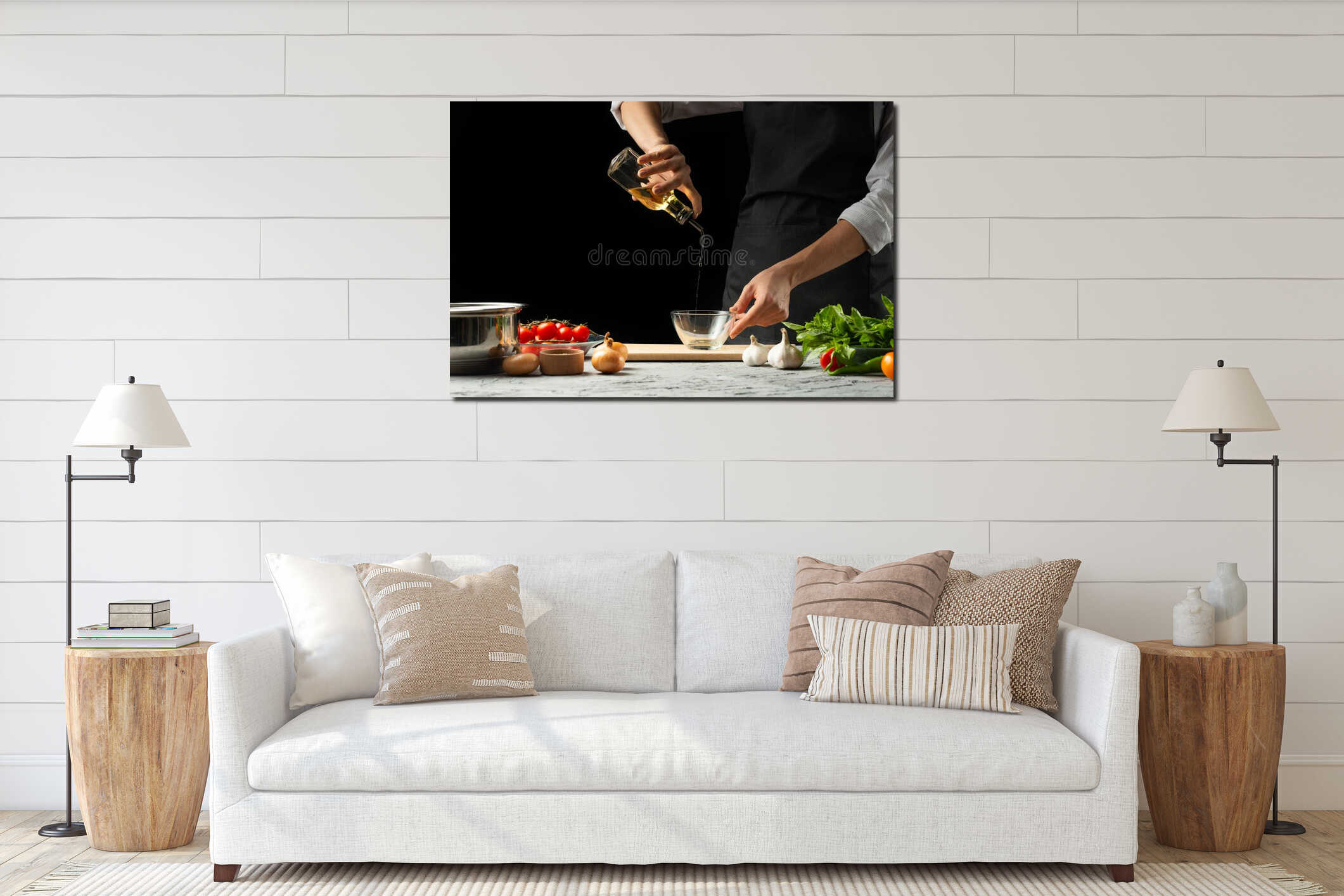 Canvas hanging interior mockup