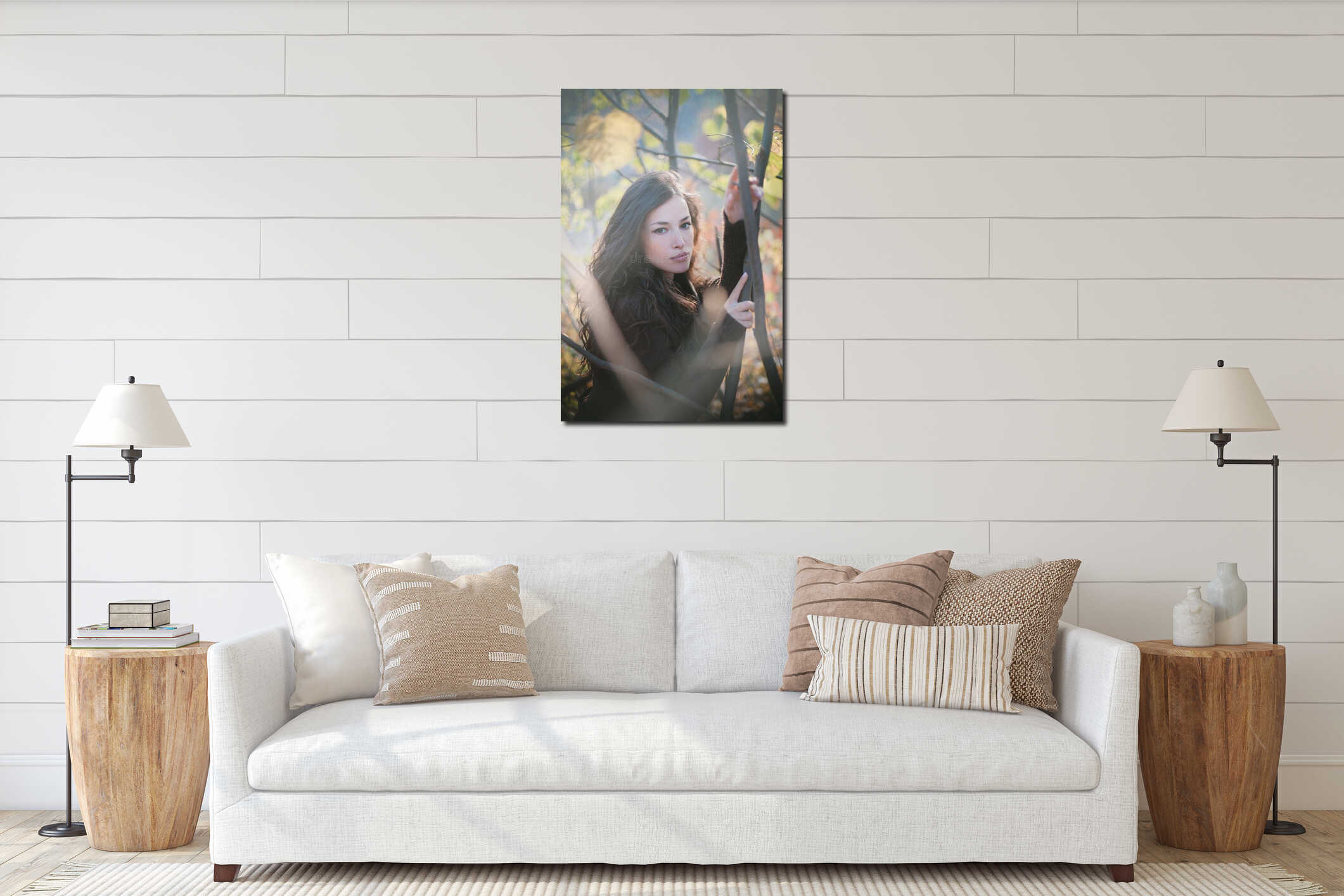 Canvas hanging interior mockup