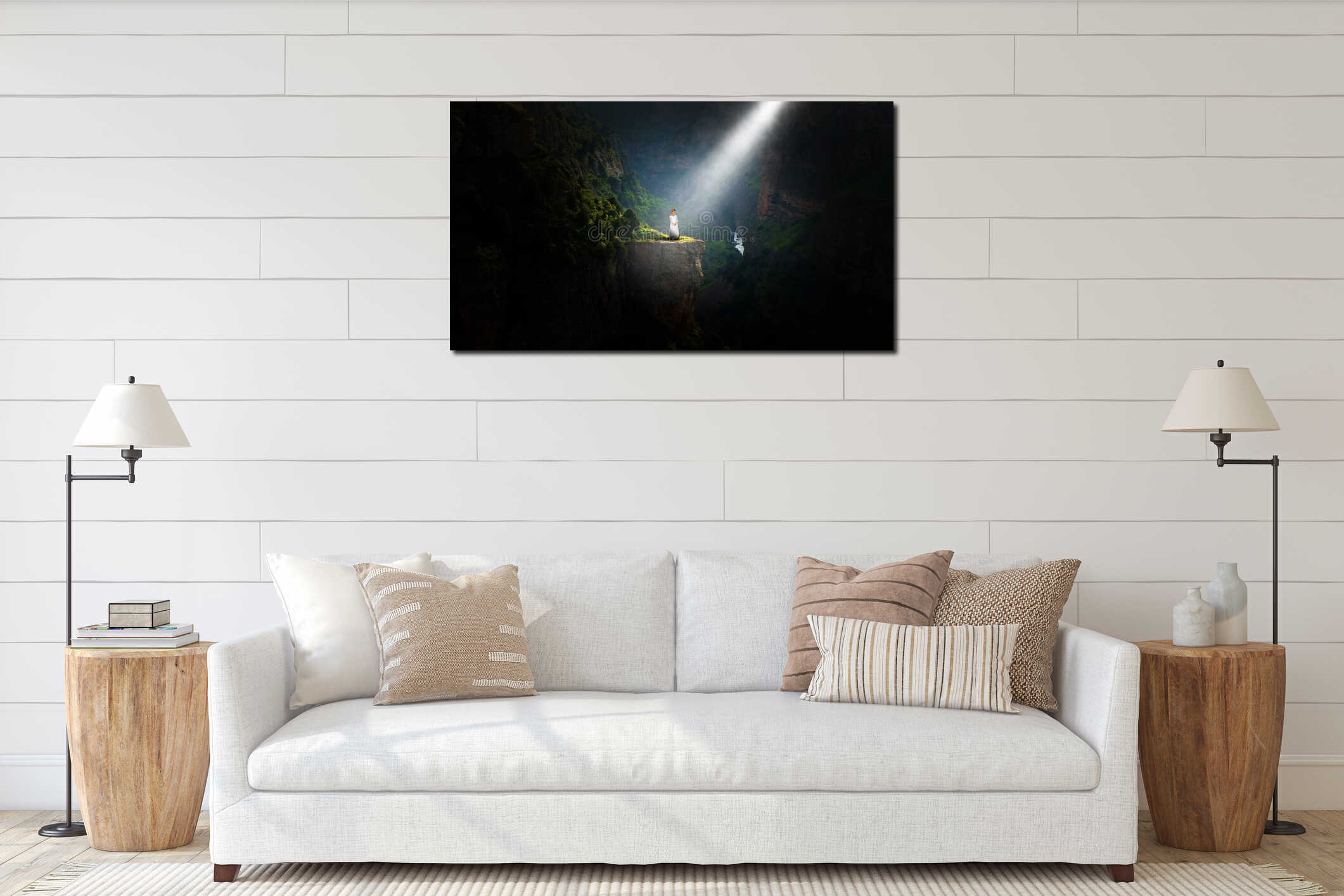 Canvas hanging interior mockup