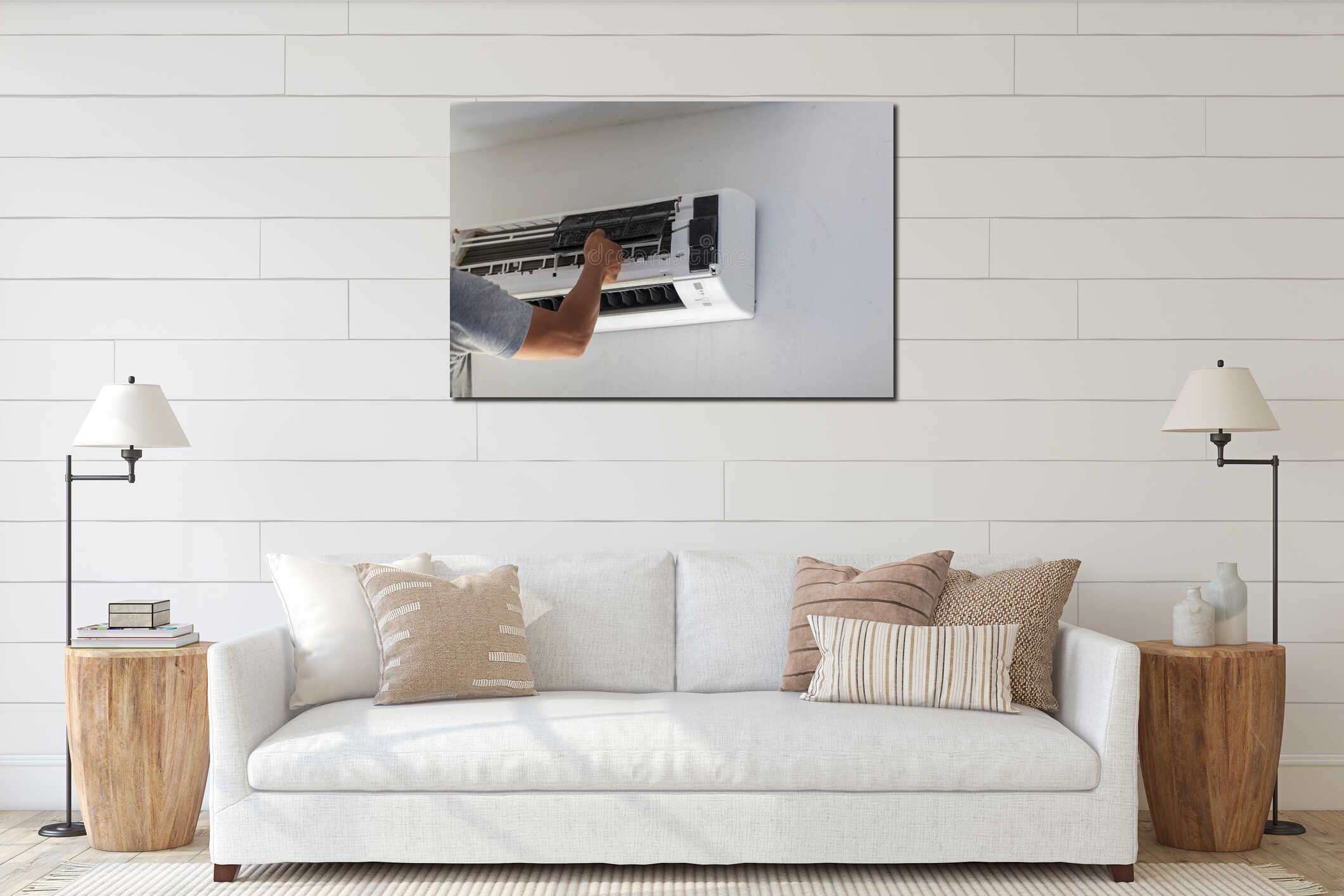 Canvas hanging interior mockup