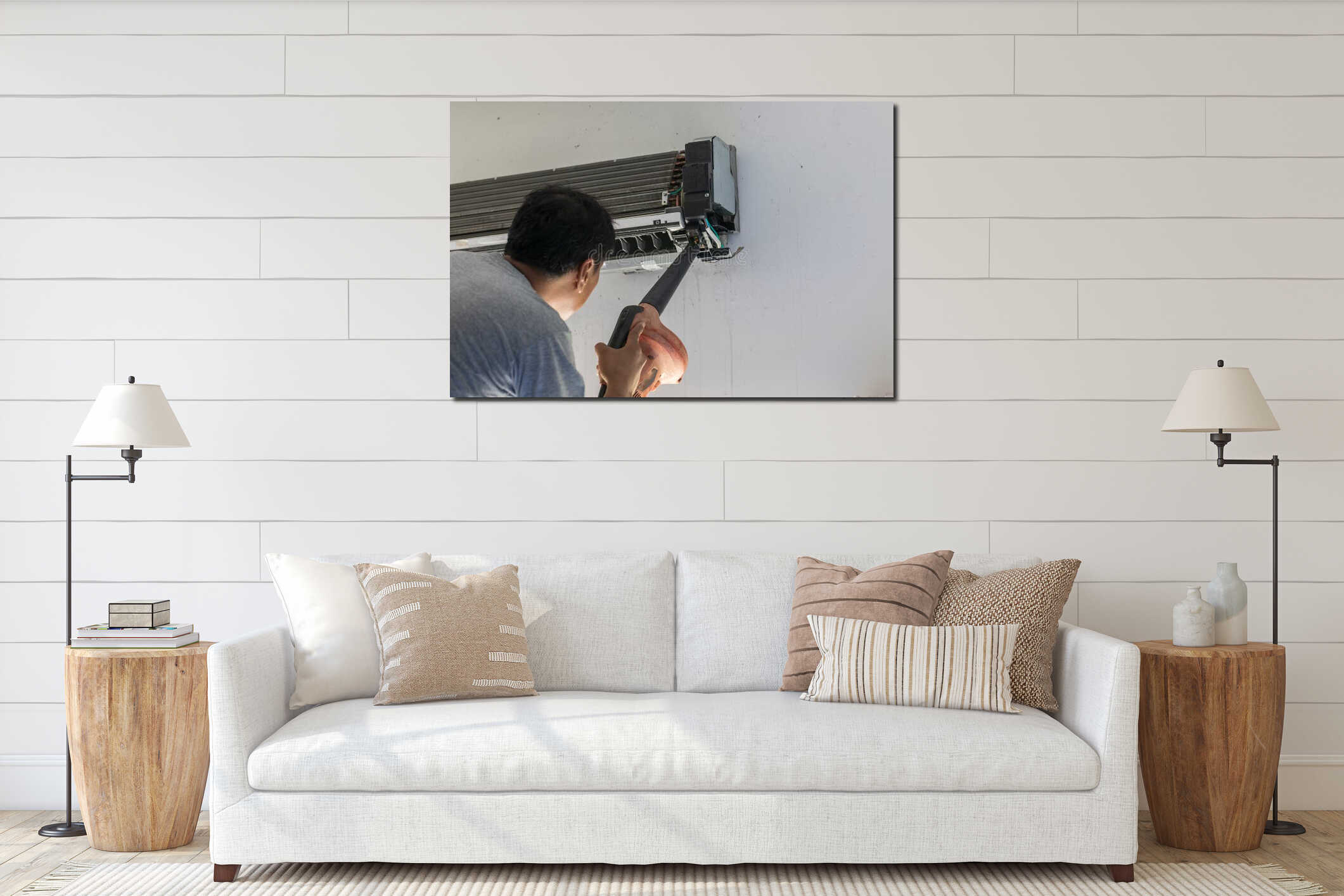 Canvas hanging interior mockup