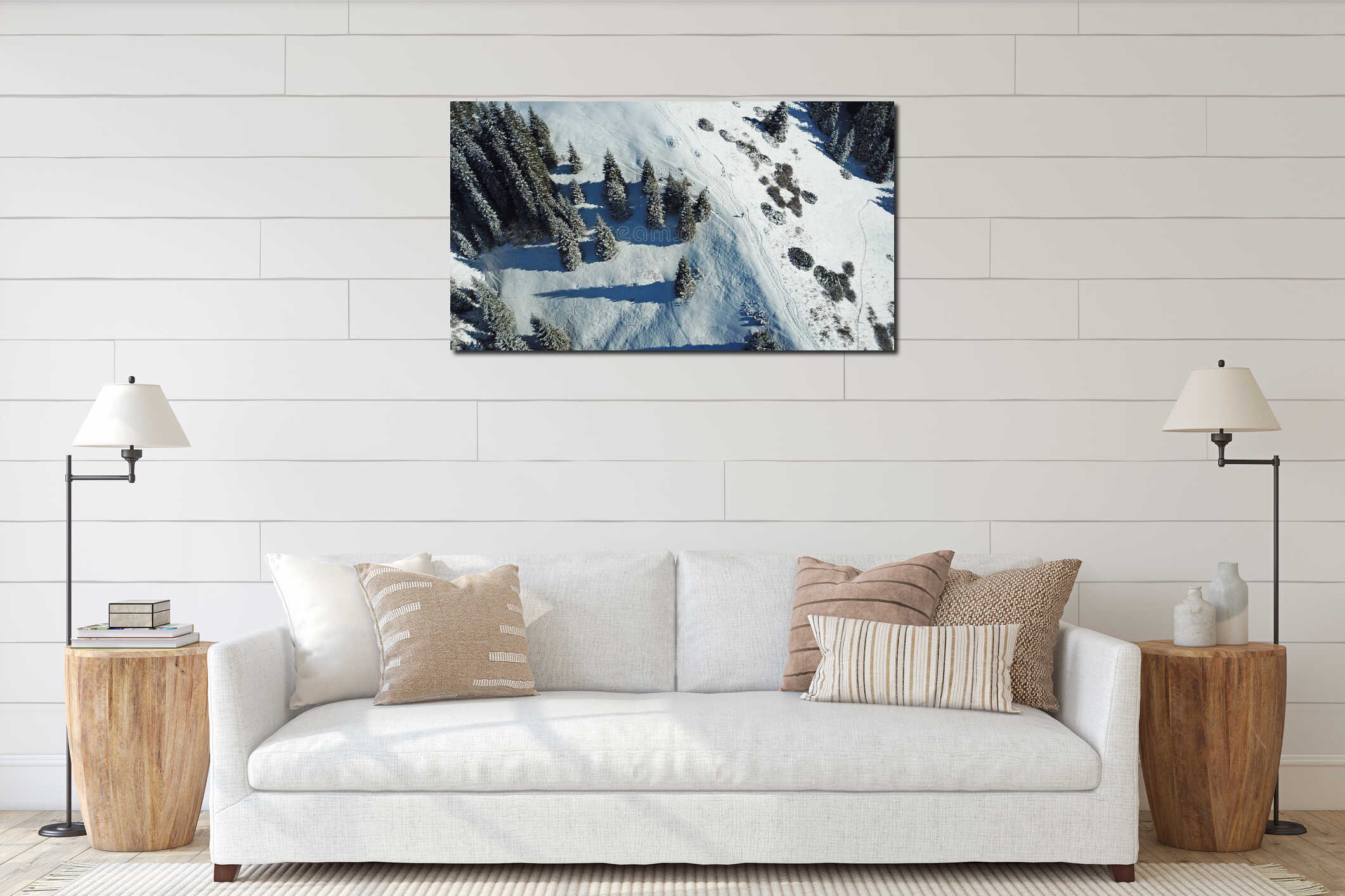 Canvas hanging interior mockup