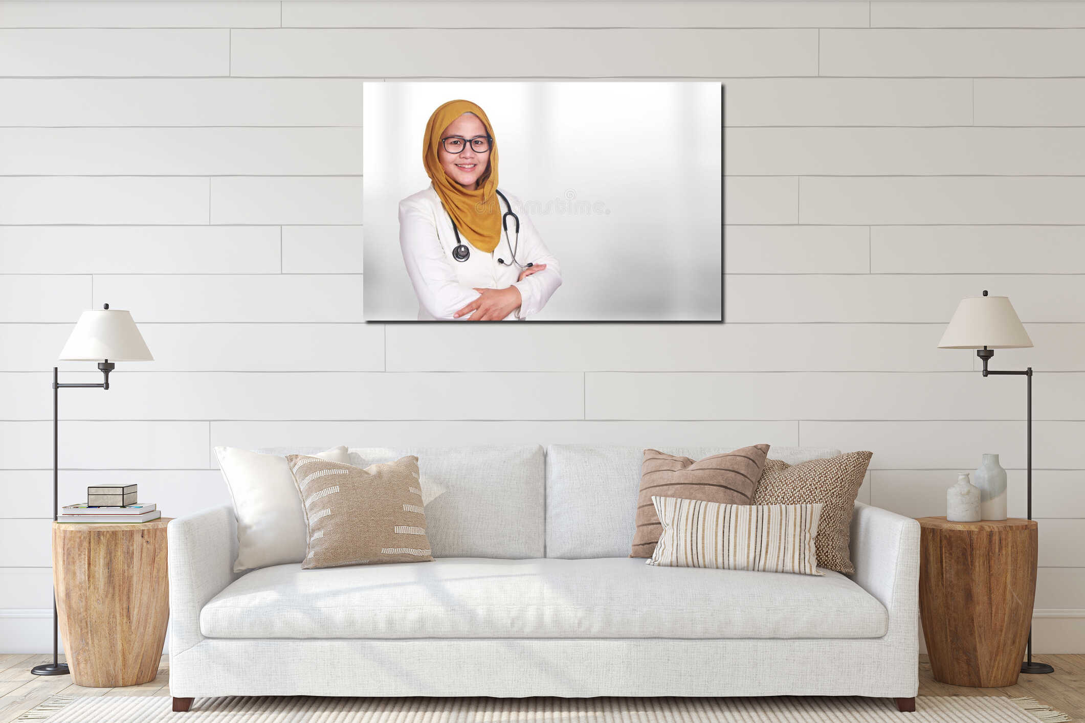 Canvas hanging interior mockup