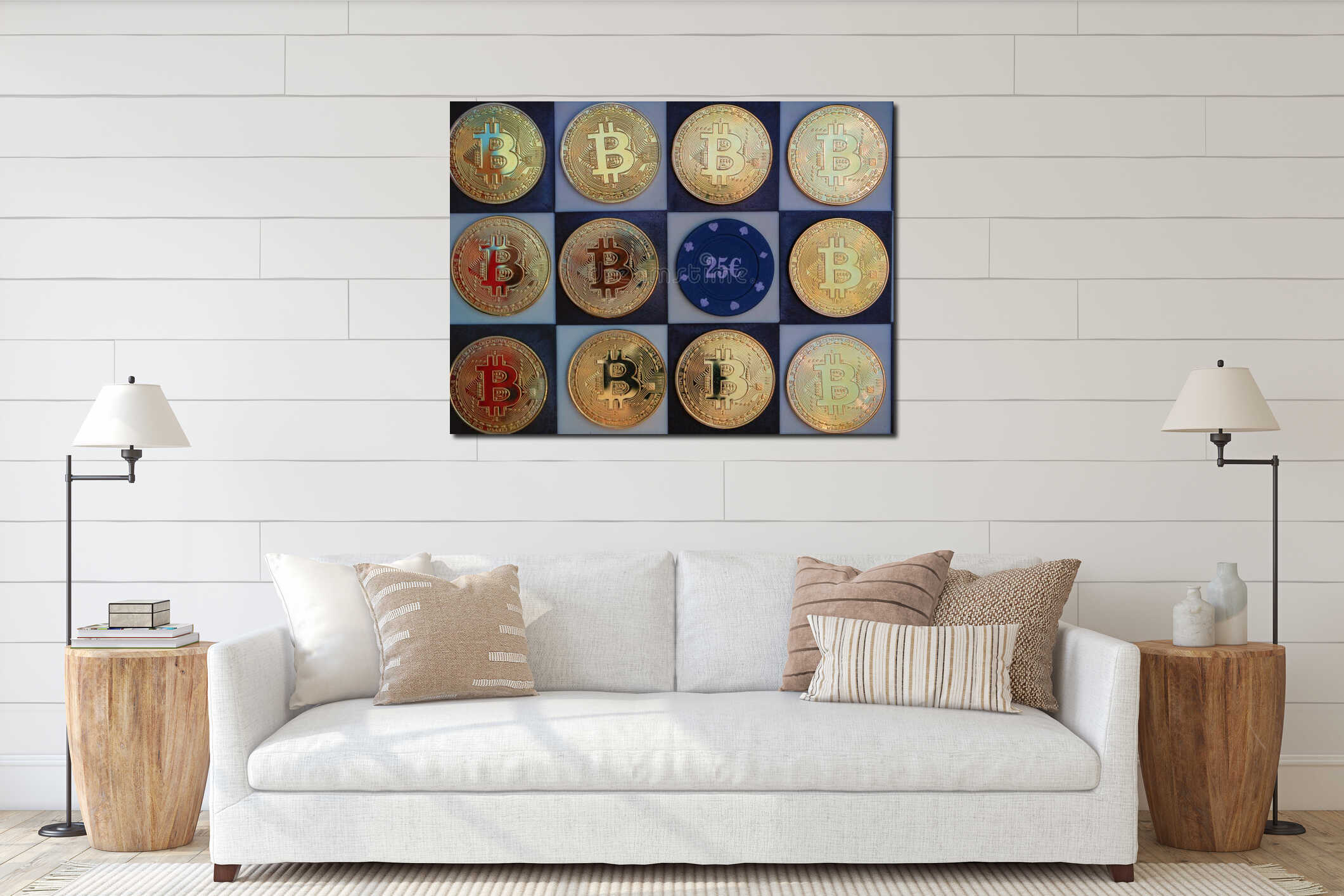 Canvas hanging interior mockup