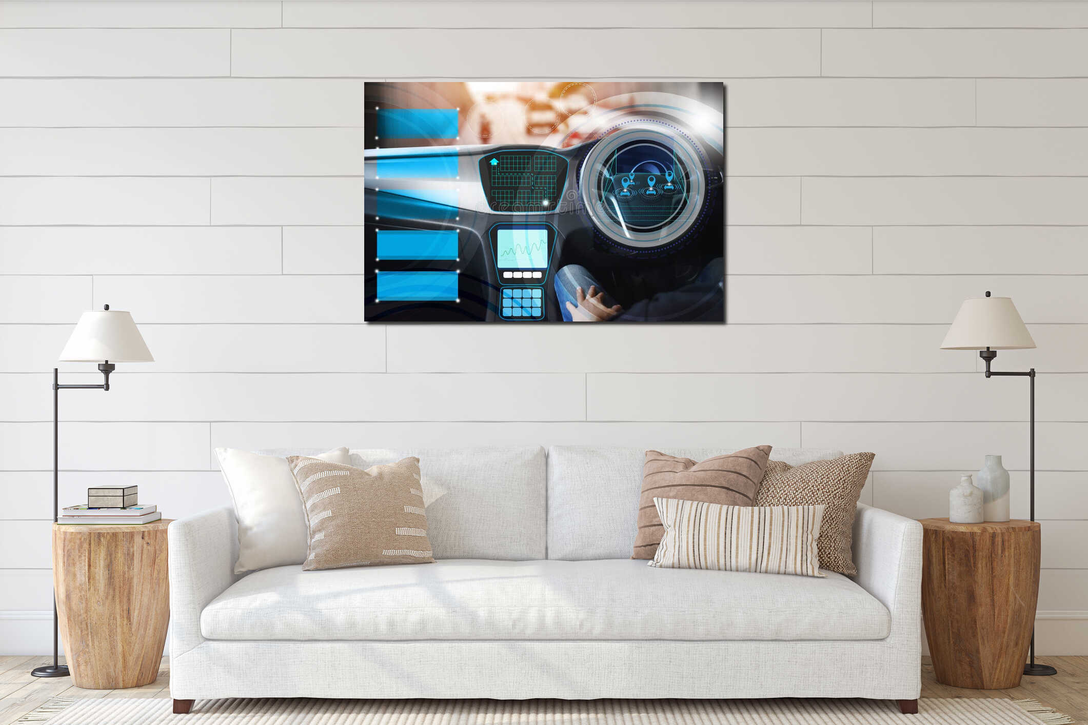 Canvas hanging interior mockup