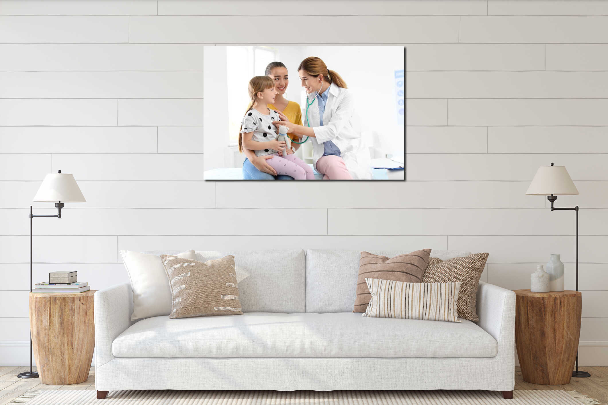 Canvas hanging interior mockup