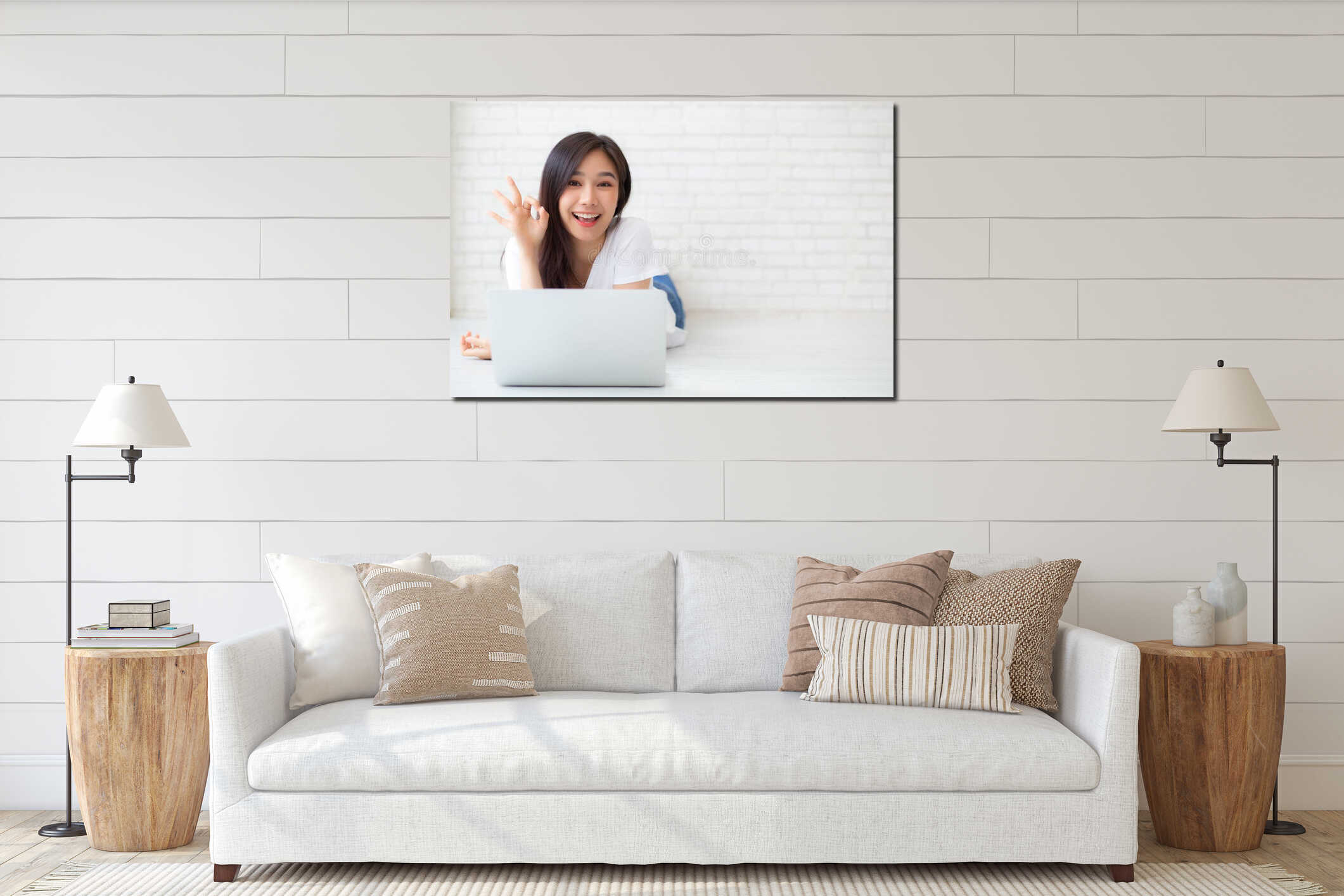 Canvas hanging interior mockup