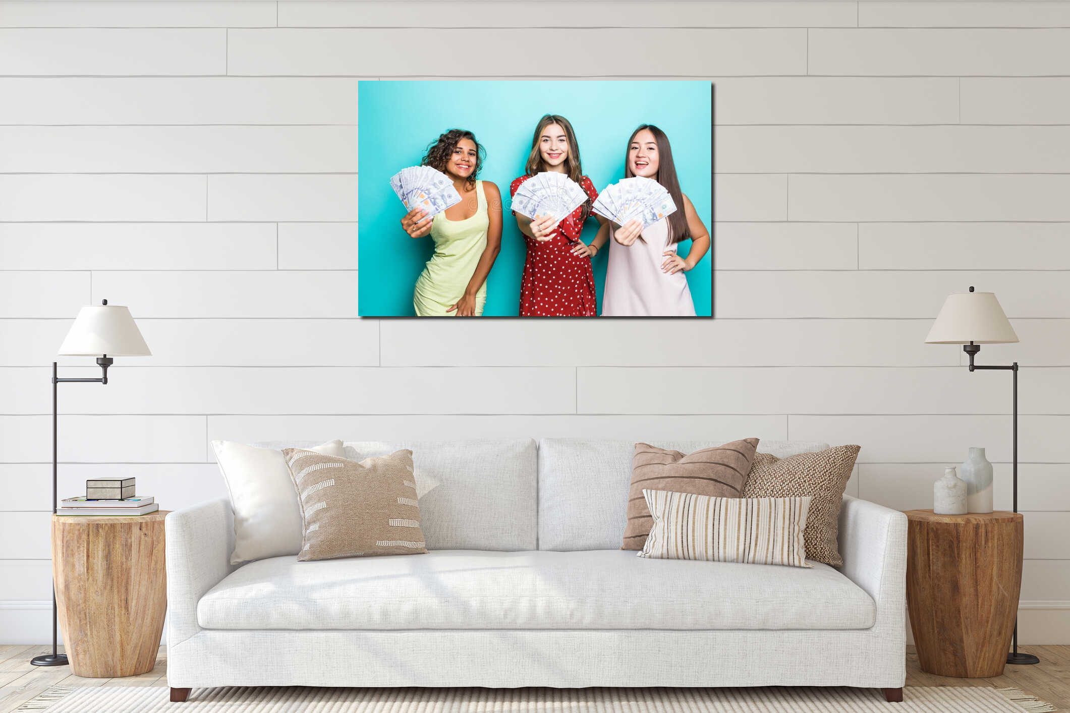 Canvas hanging interior mockup