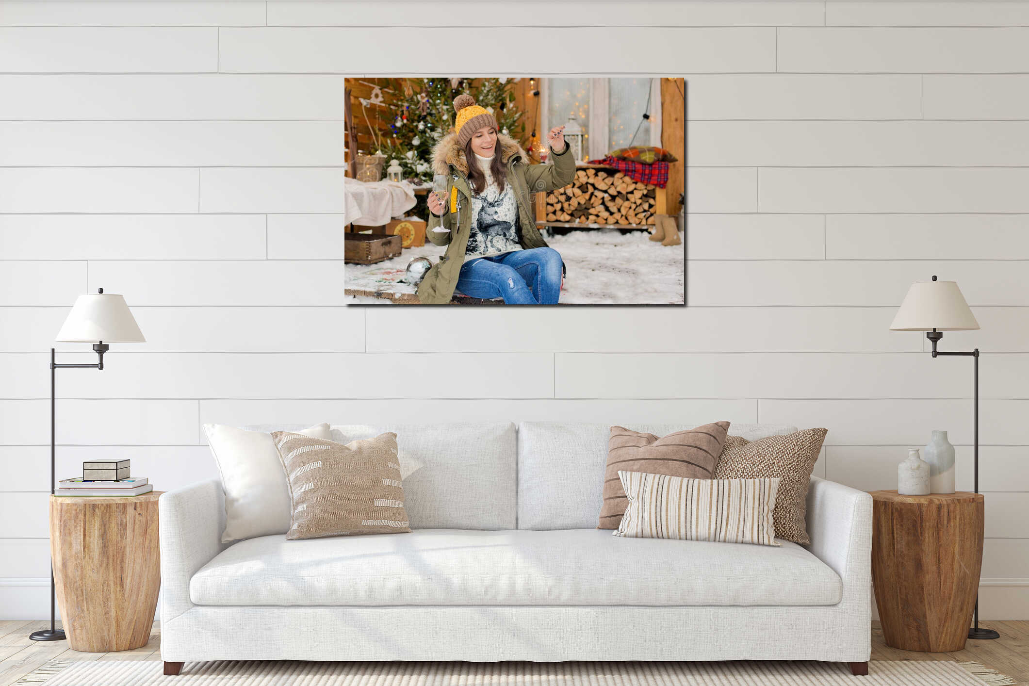 Canvas hanging interior mockup