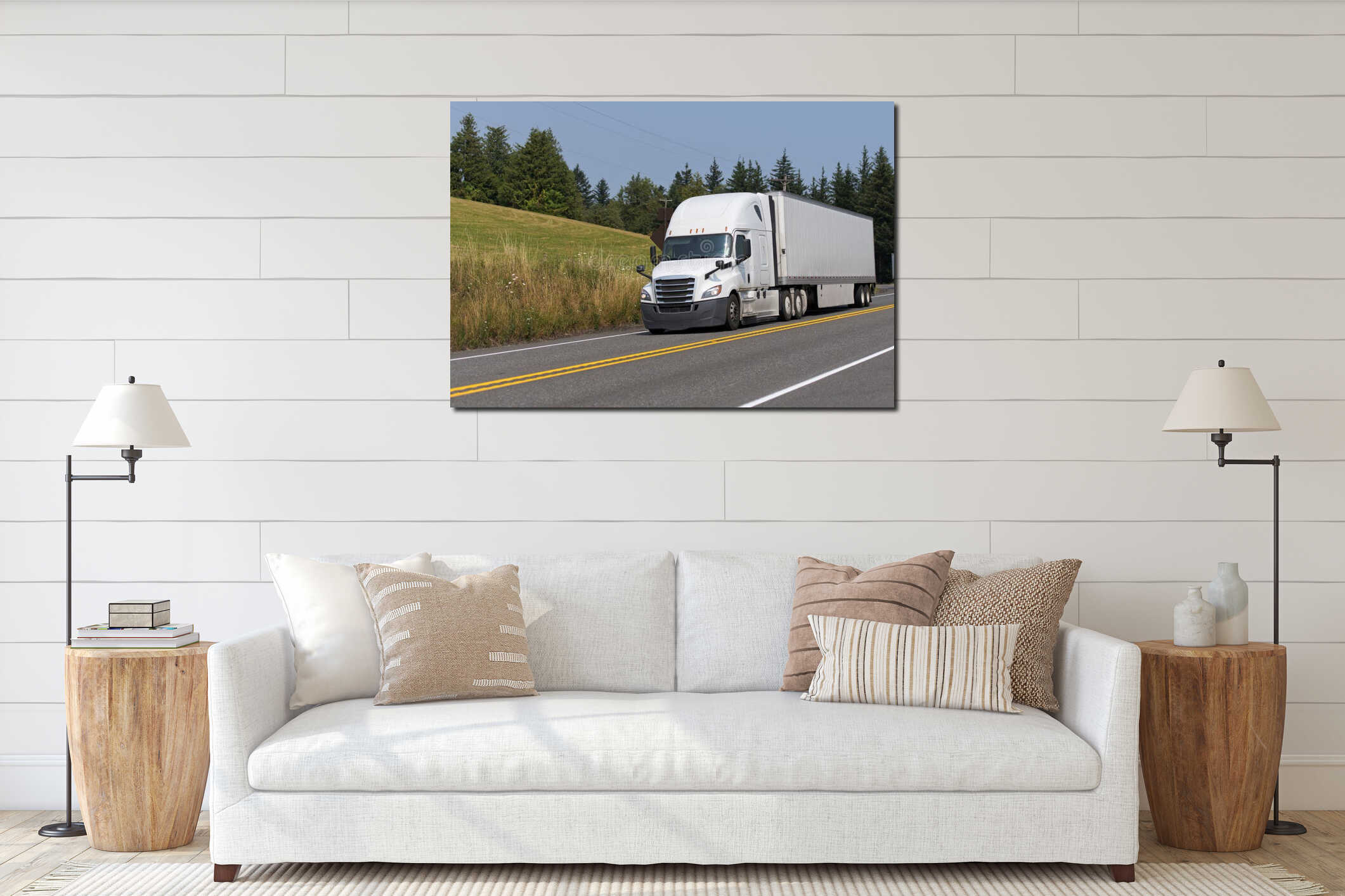Canvas hanging interior mockup