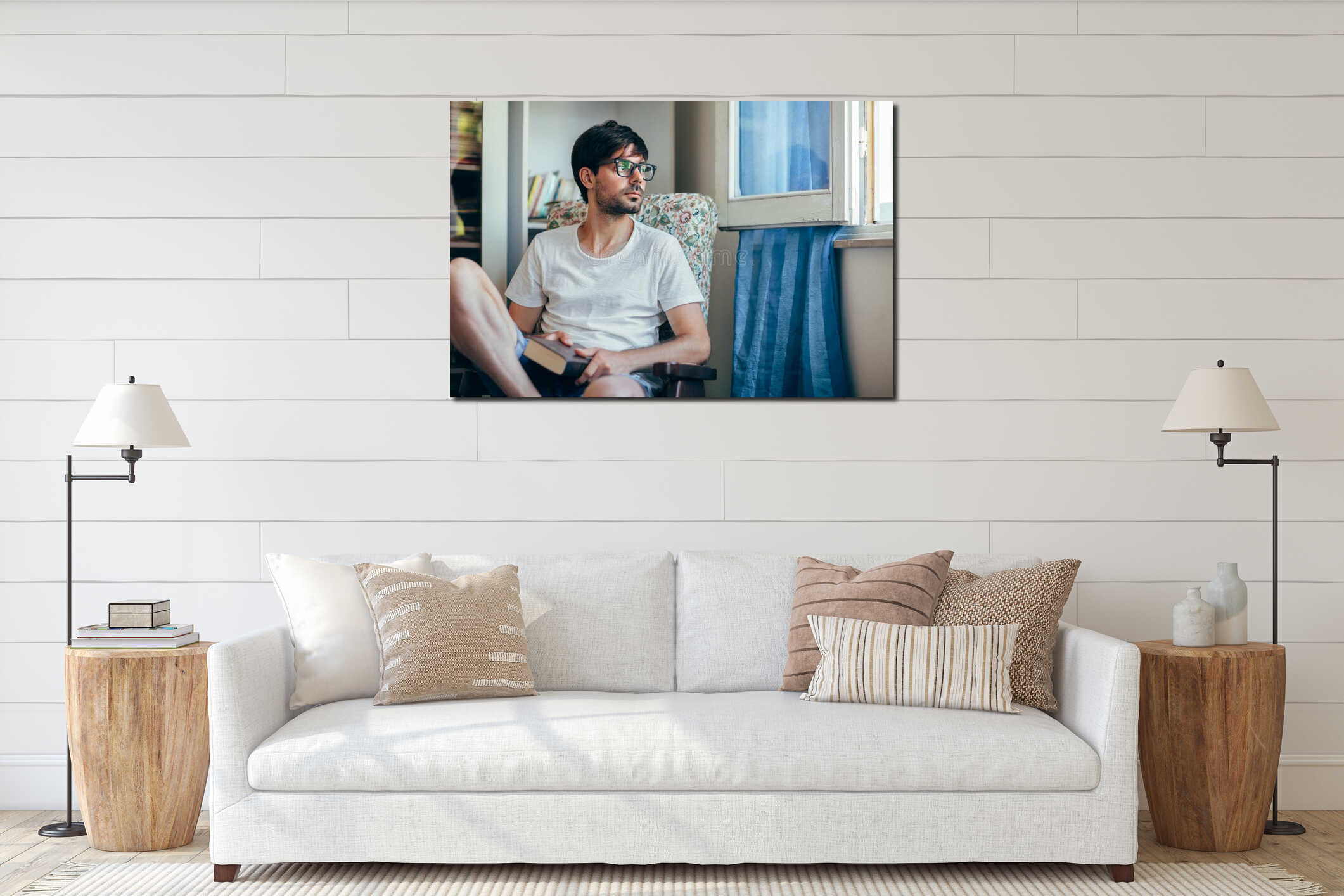 Canvas hanging interior mockup