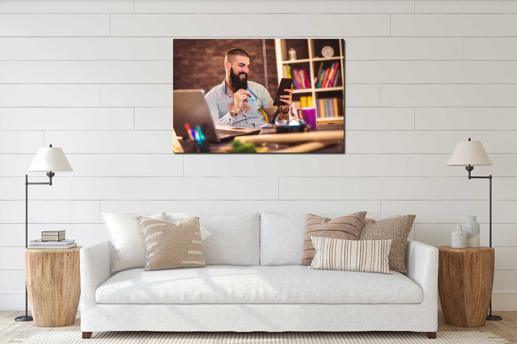 Canvas hanging interior mockup