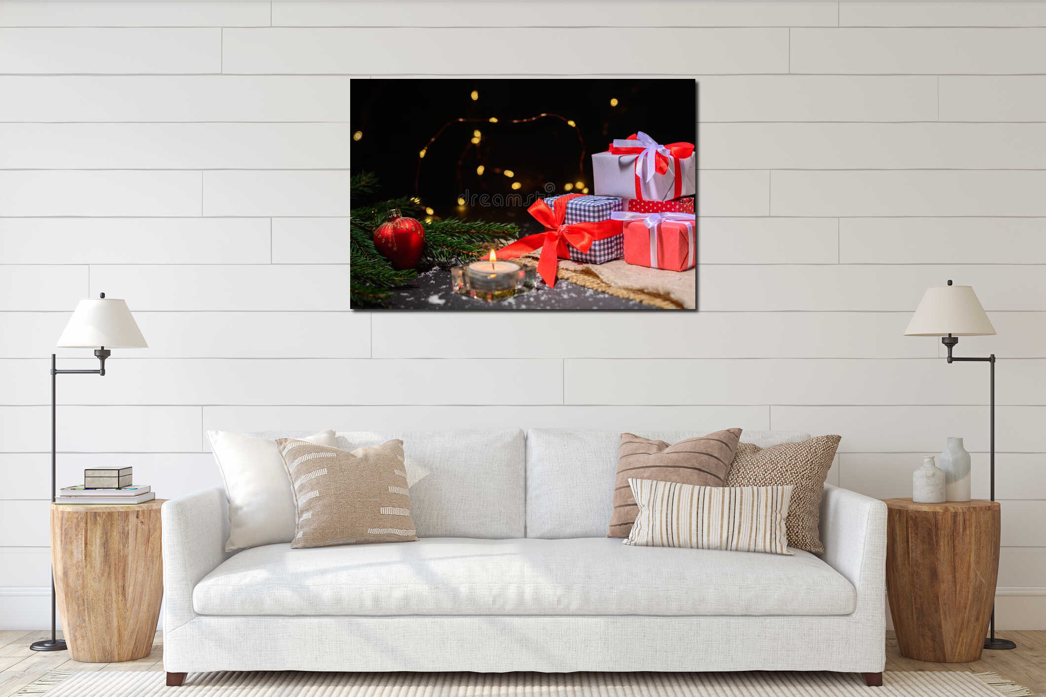 Canvas hanging interior mockup