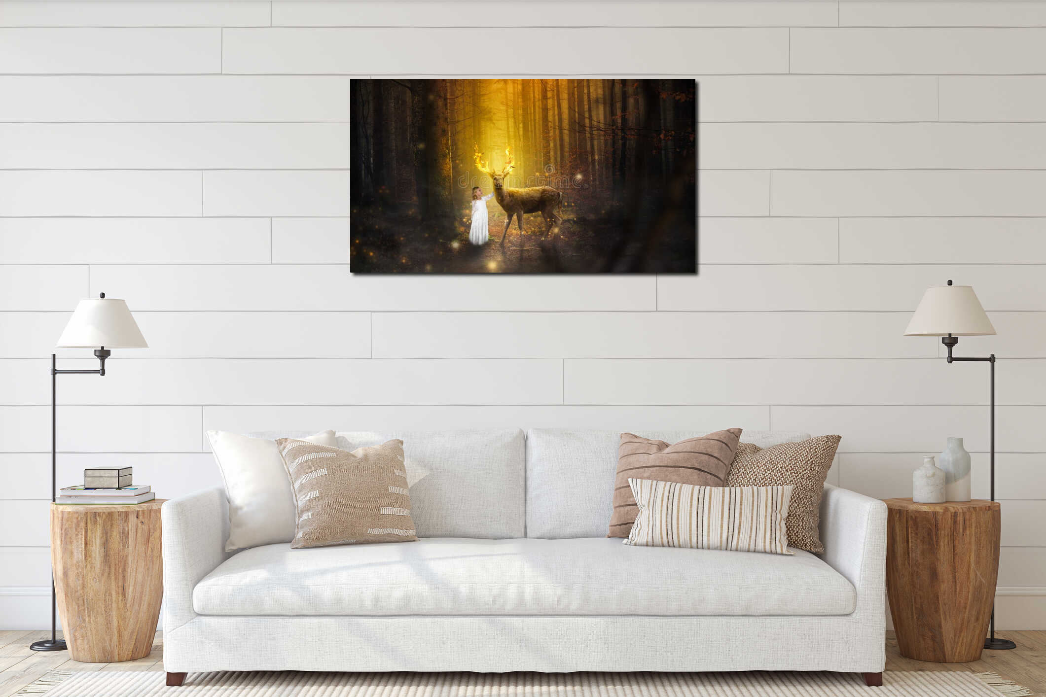 Canvas hanging interior mockup