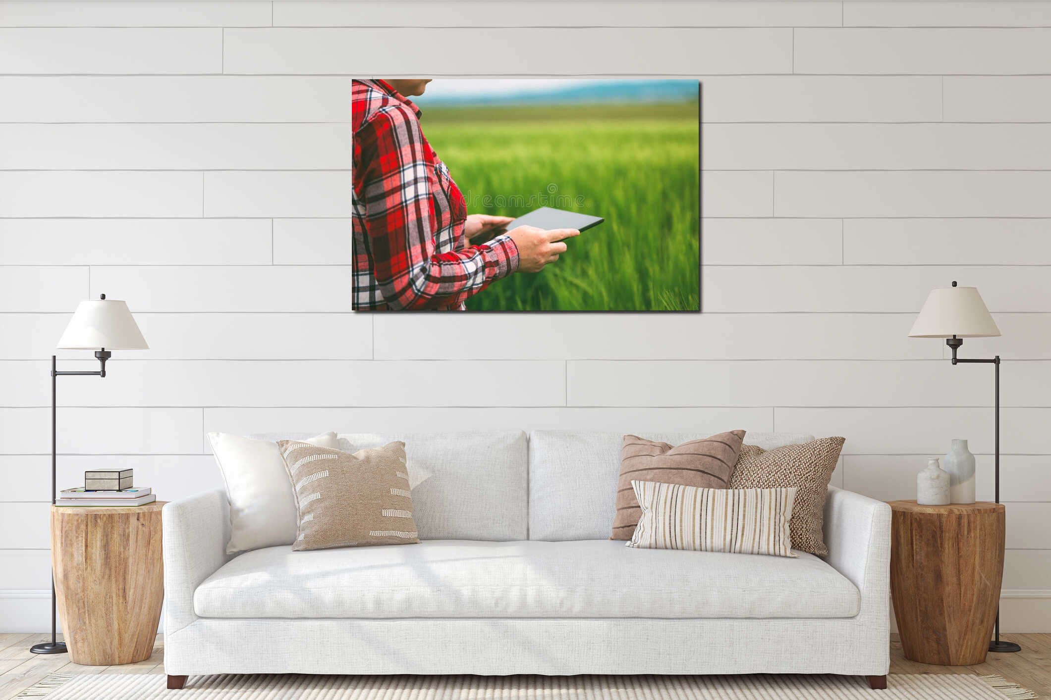 Canvas hanging interior mockup