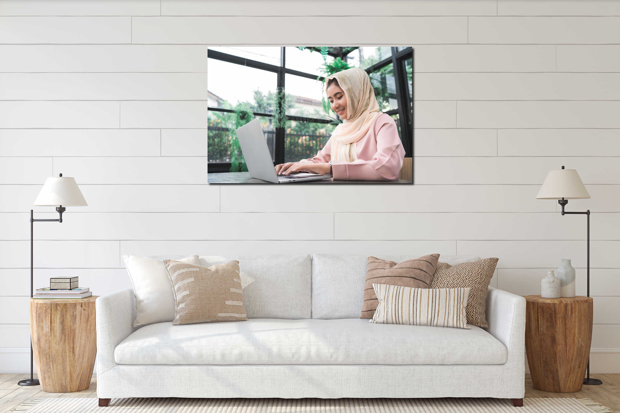 Canvas hanging interior mockup