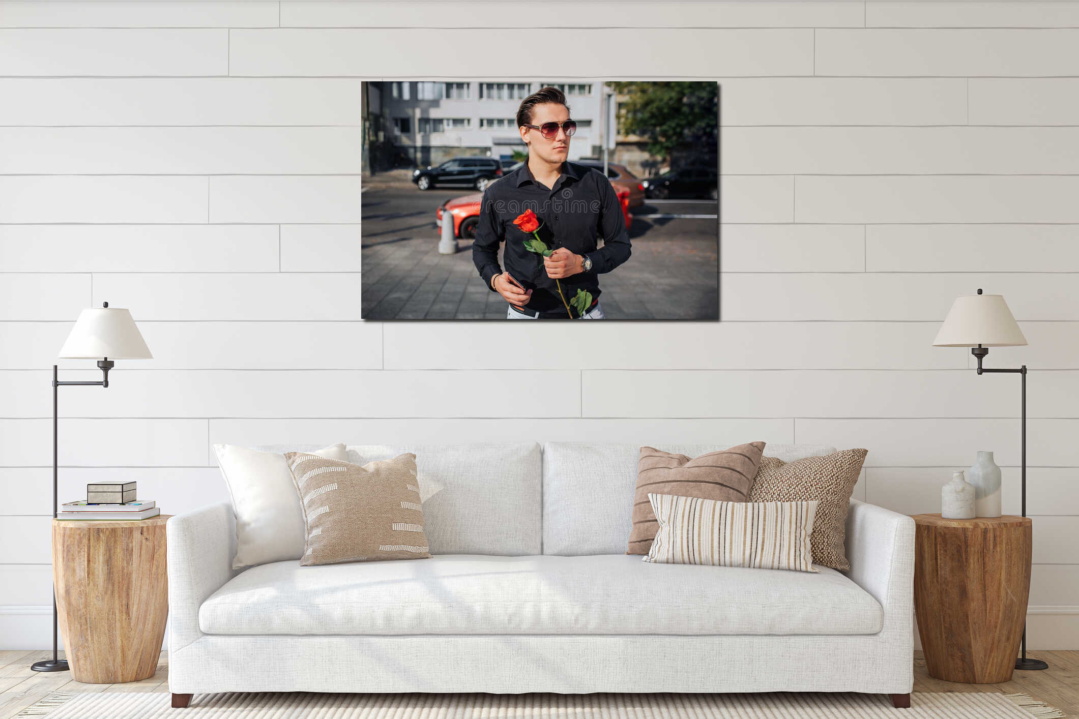 Canvas hanging interior mockup