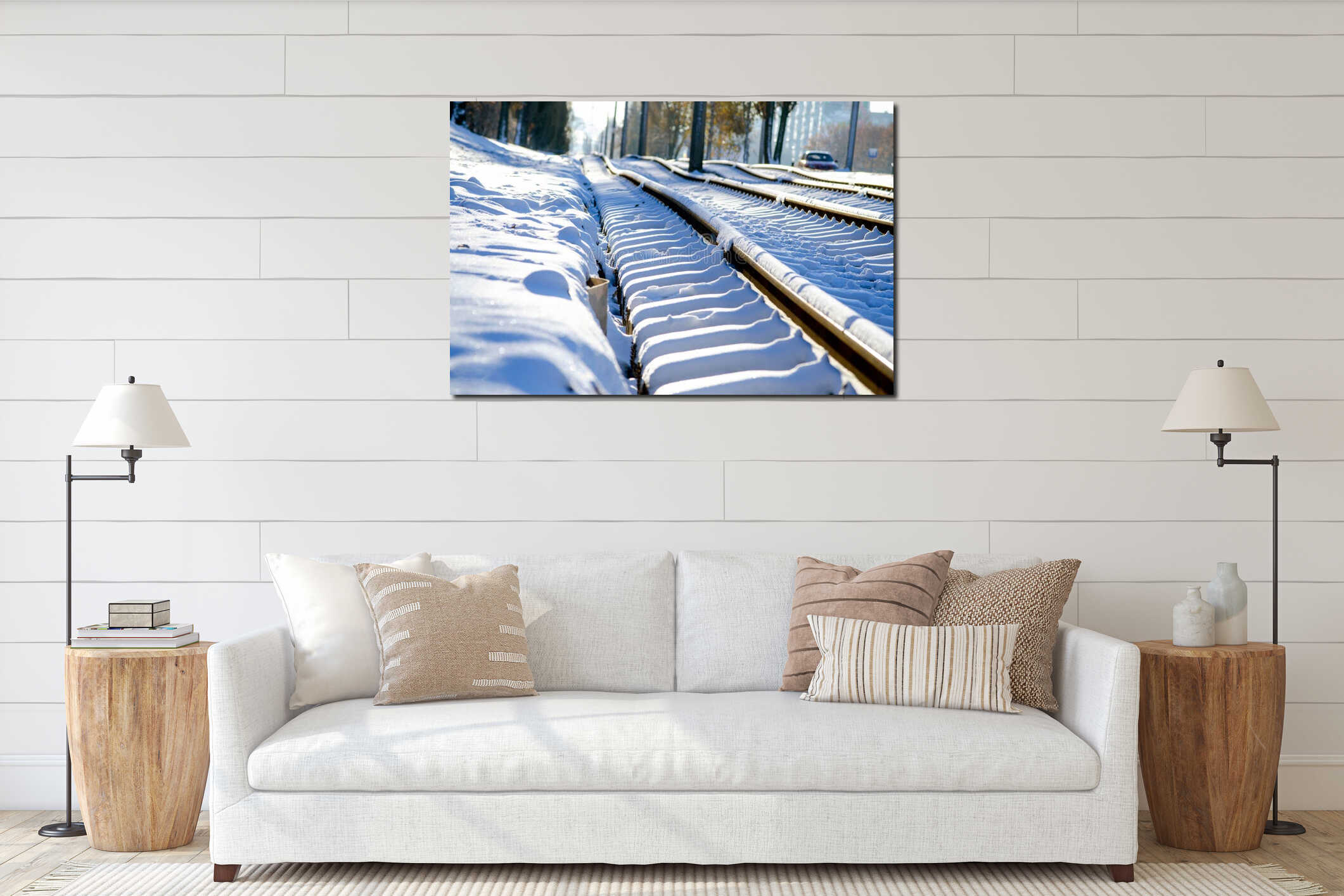 Canvas hanging interior mockup